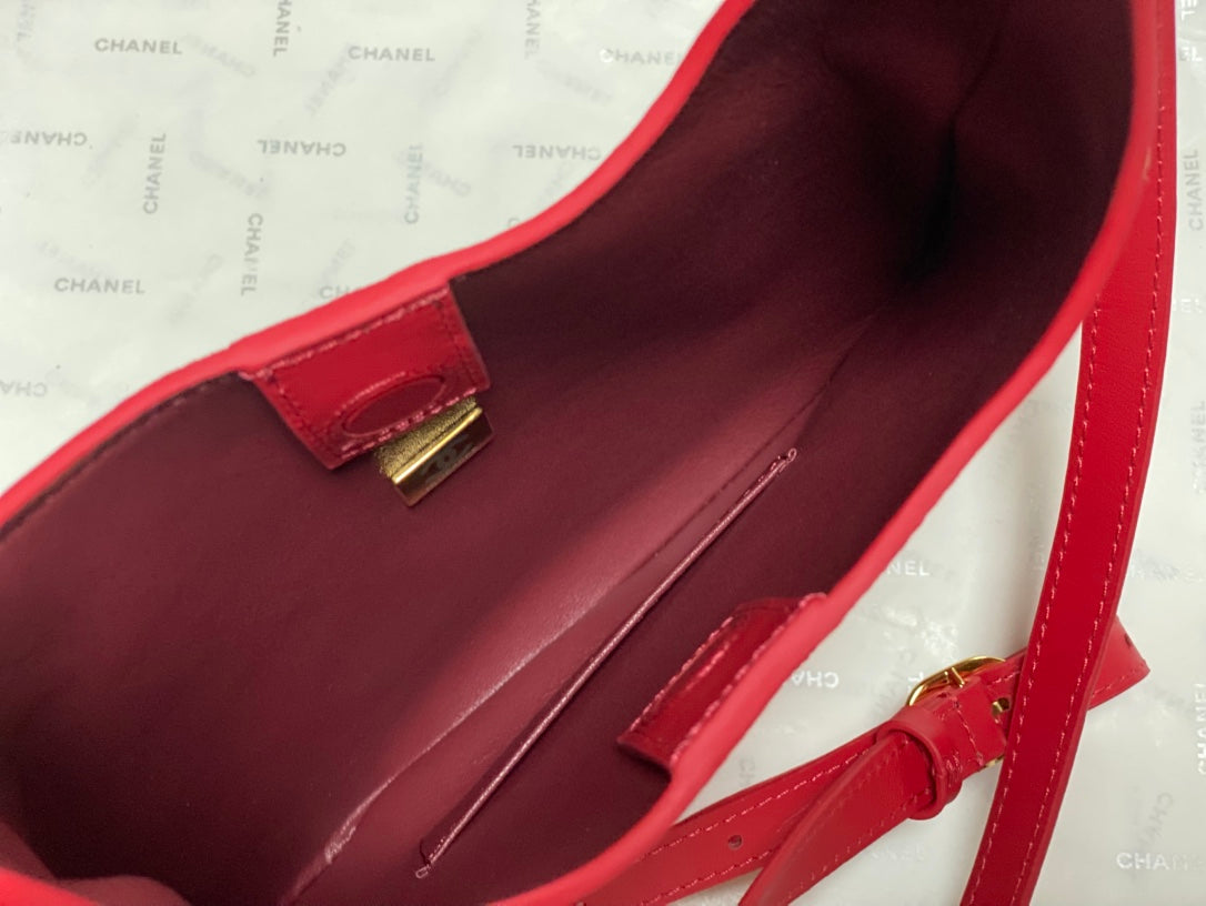 Chanel 2026 Hobo Bag AS6479 Red Lambskin Leather
