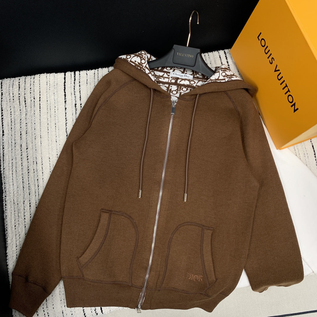 CD 25 Double-Sided Knitted Hooded Jacket 293319