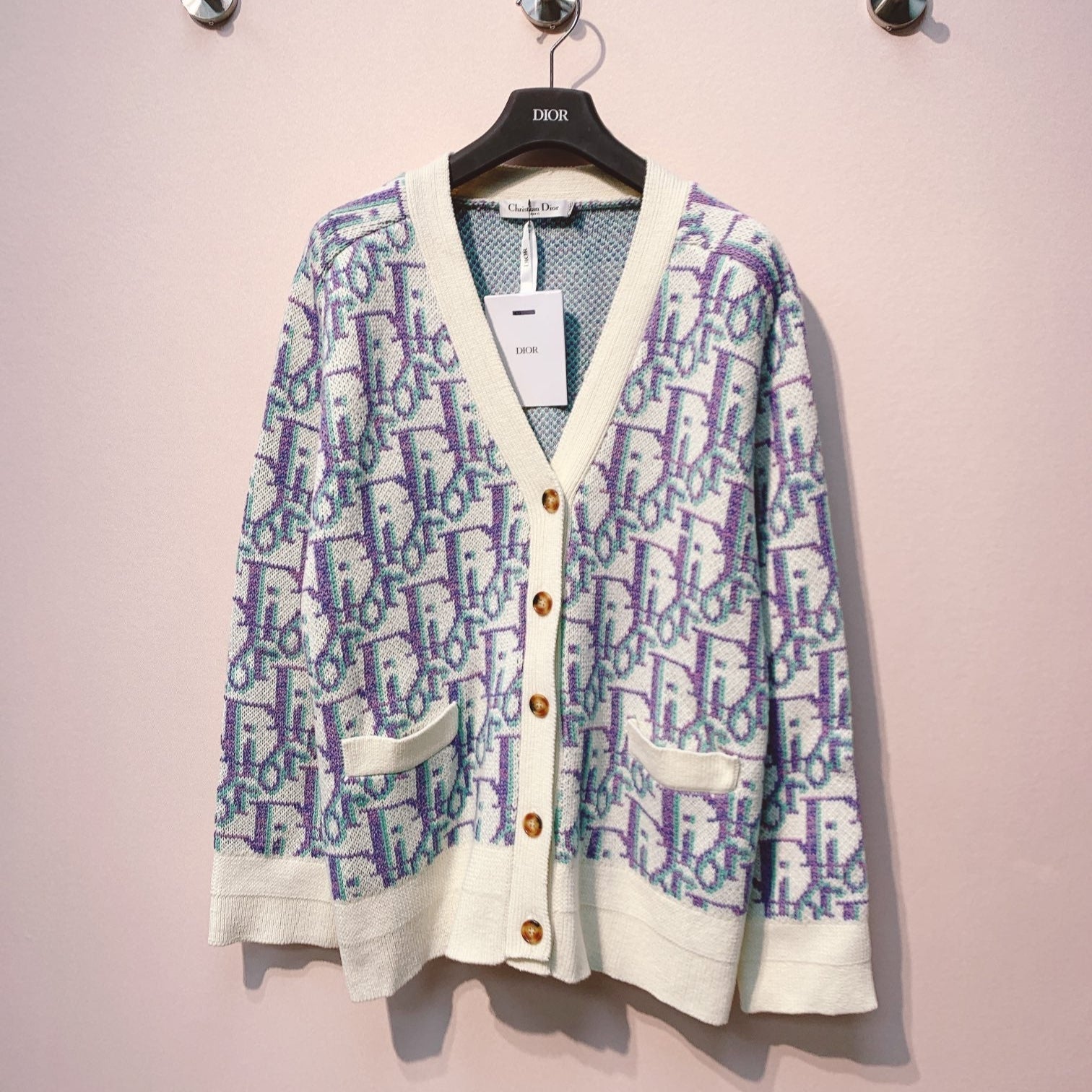 CD 25 Cardigan Cream Purple Wool 296065
