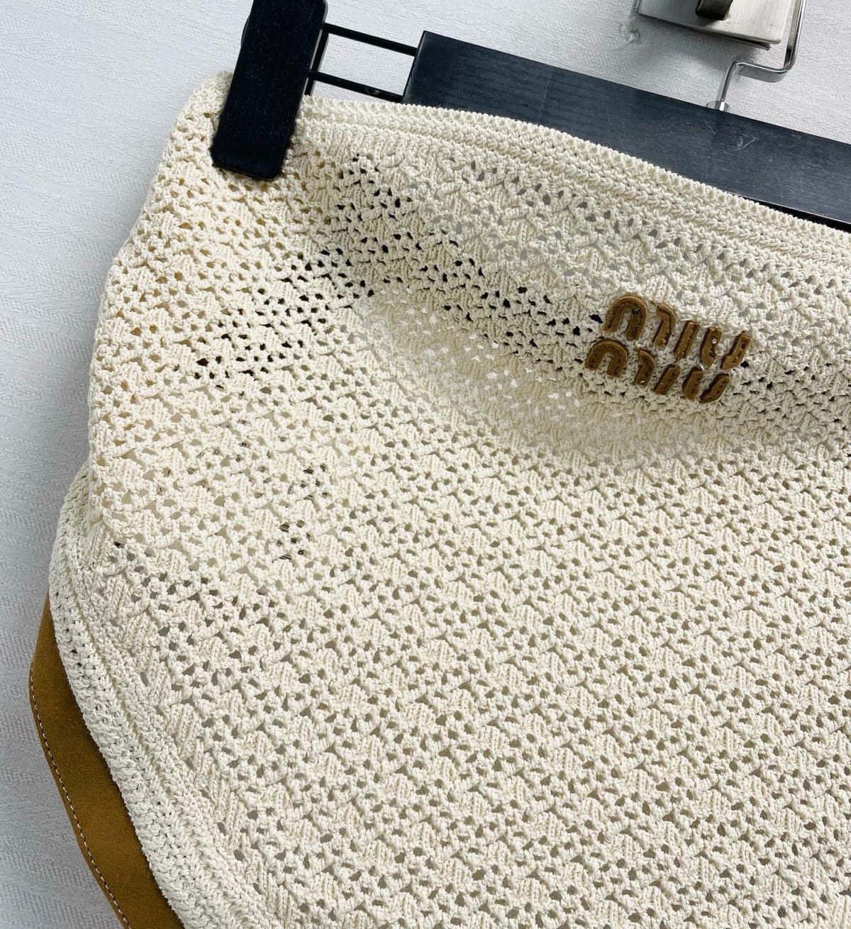 Miu 26s Crochet Cape White Cotton Suede 432798