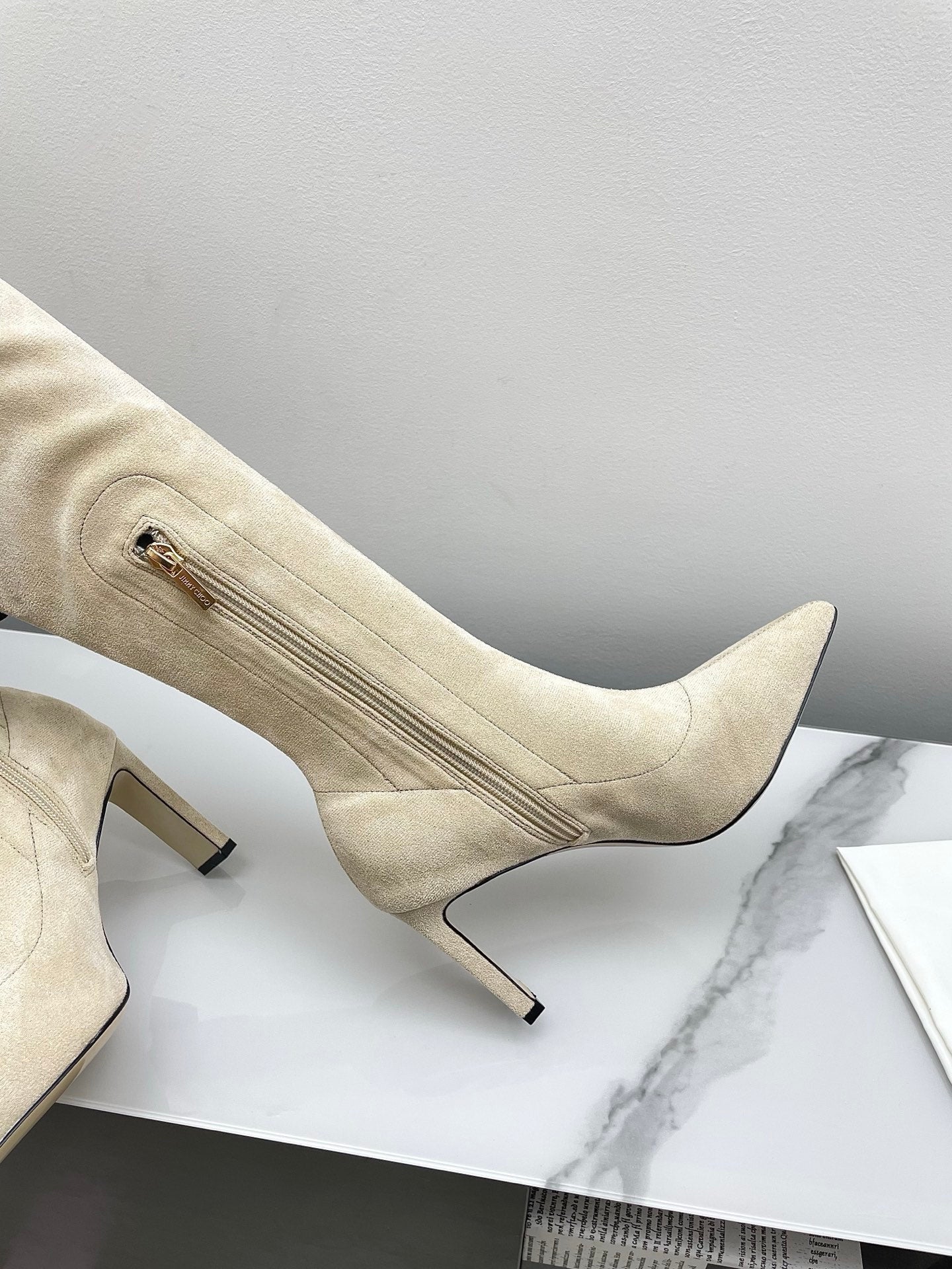 Jimmy Long Boots 85mm Ivory Suede 511614
