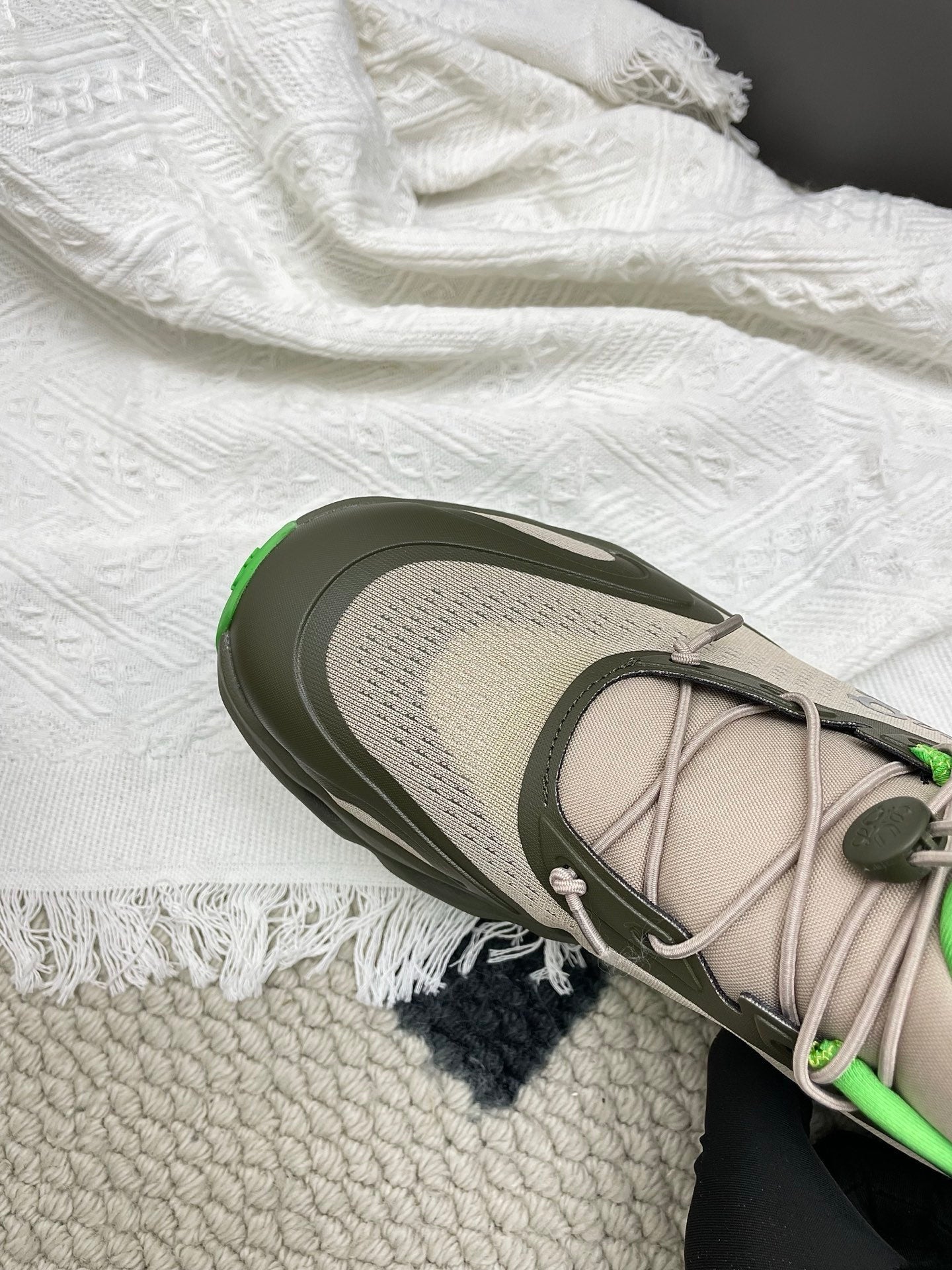 Loewe 26s Cloudsolo Sneakers In Olive Green And Beige Recycled Polyester