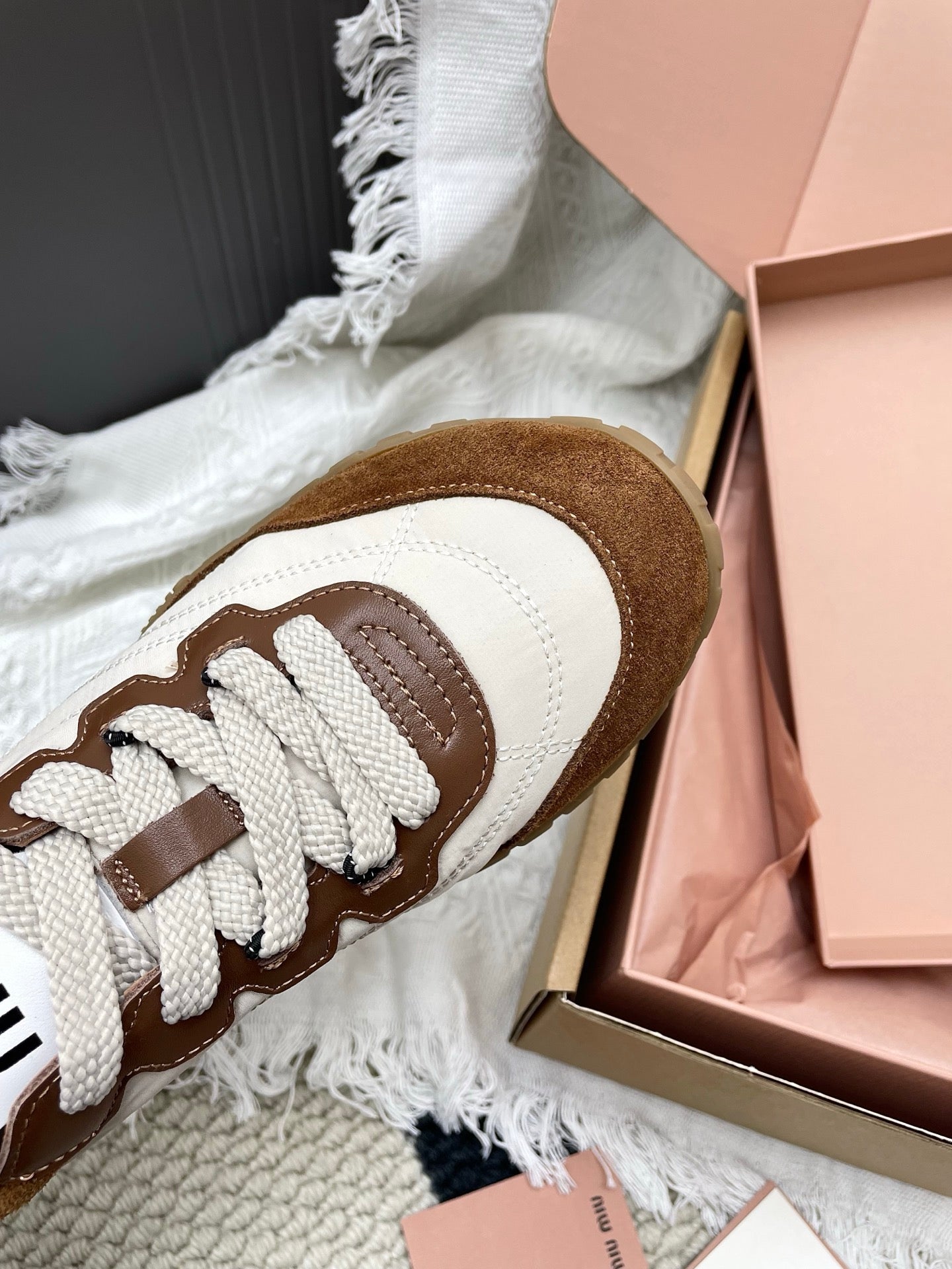Miu Tyre Sneaker Brown White Suede 611341