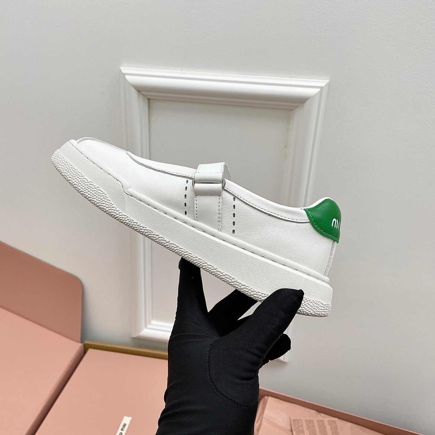 Miu 26s Mary Jane Ballerinas Green White Calfskin 726831