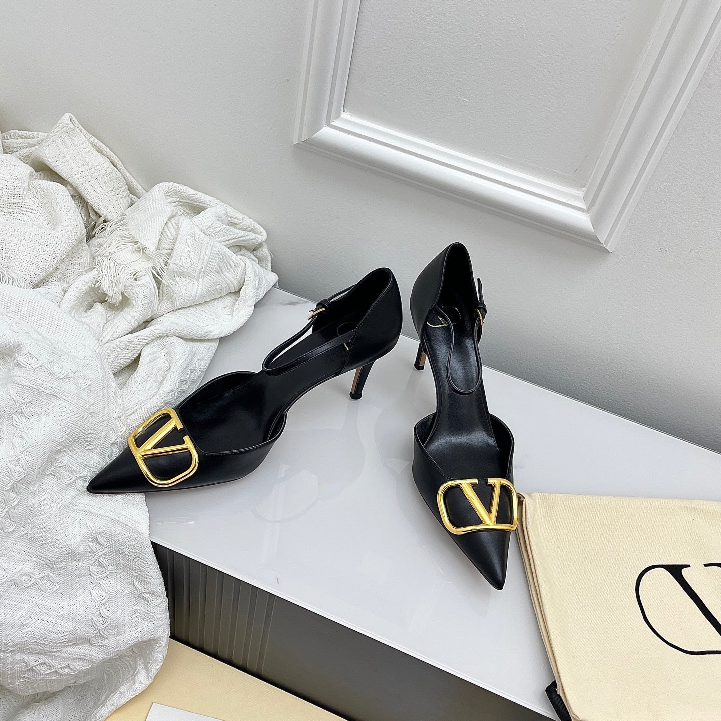 Valentino D'Orsay Slingback 6cm Black Cowhide 726949