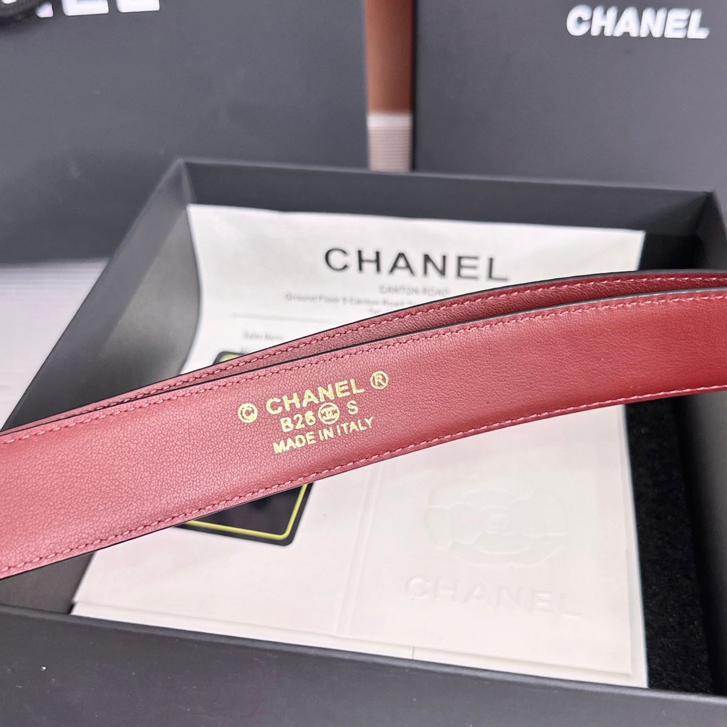 CC Fall Winter 2026 3cm Belt Black Sliver Caviar Leather