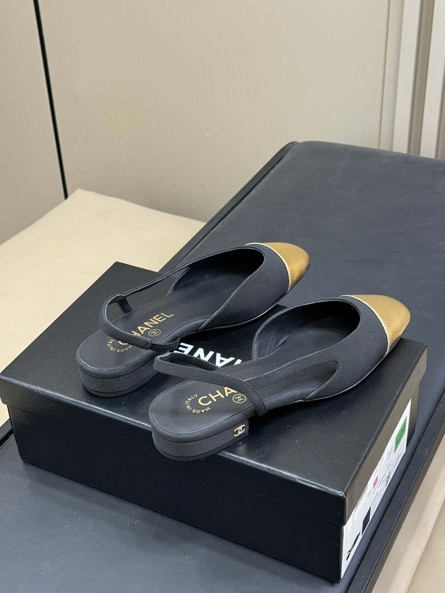 CC Classic Slingback Black Fabric Mix Gold 282287