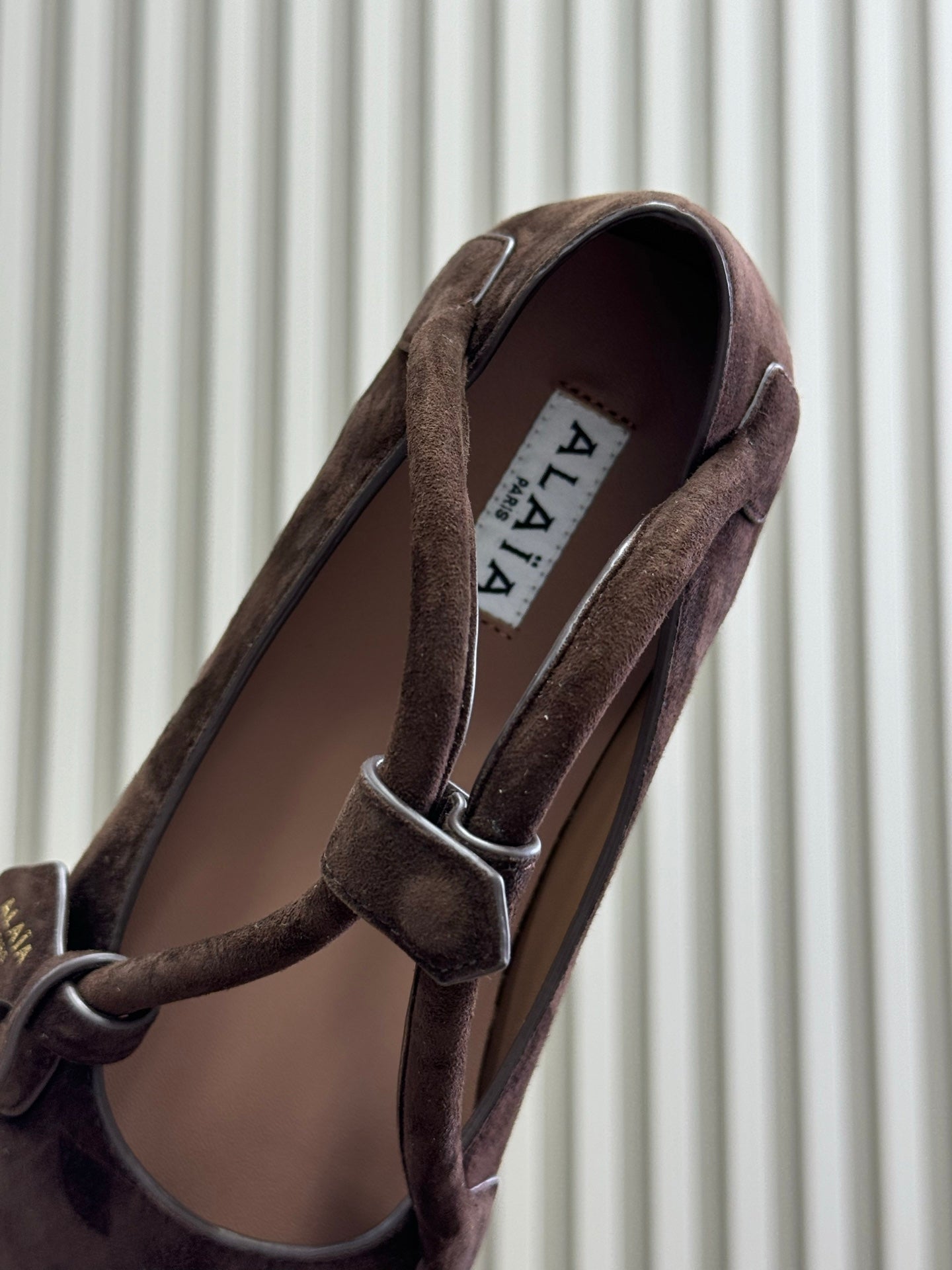 ALAIA Le Teckel Ballet Flats Dark Brown Suede 468728