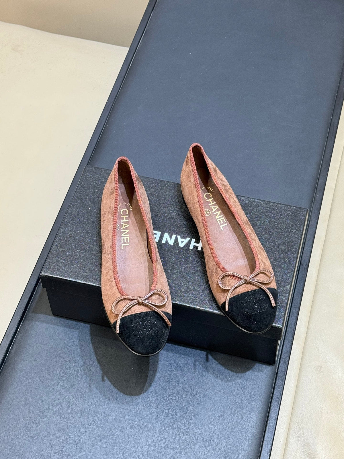 CC 26s Bow Ballet Flats 1cm Brown Beige Black 150305