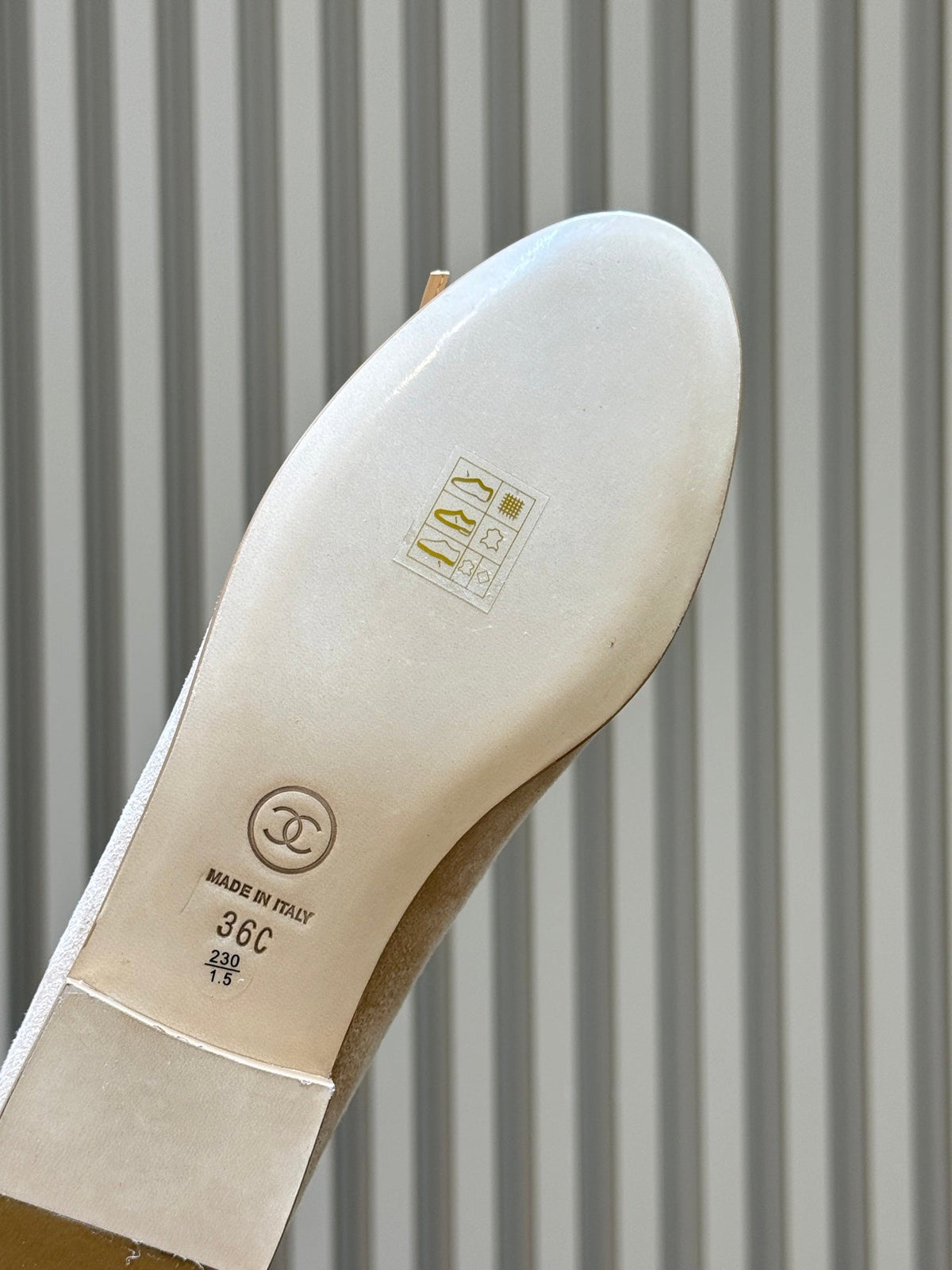 CC 26s Bow Ballet Flats 1cm Beige Tweed 150307