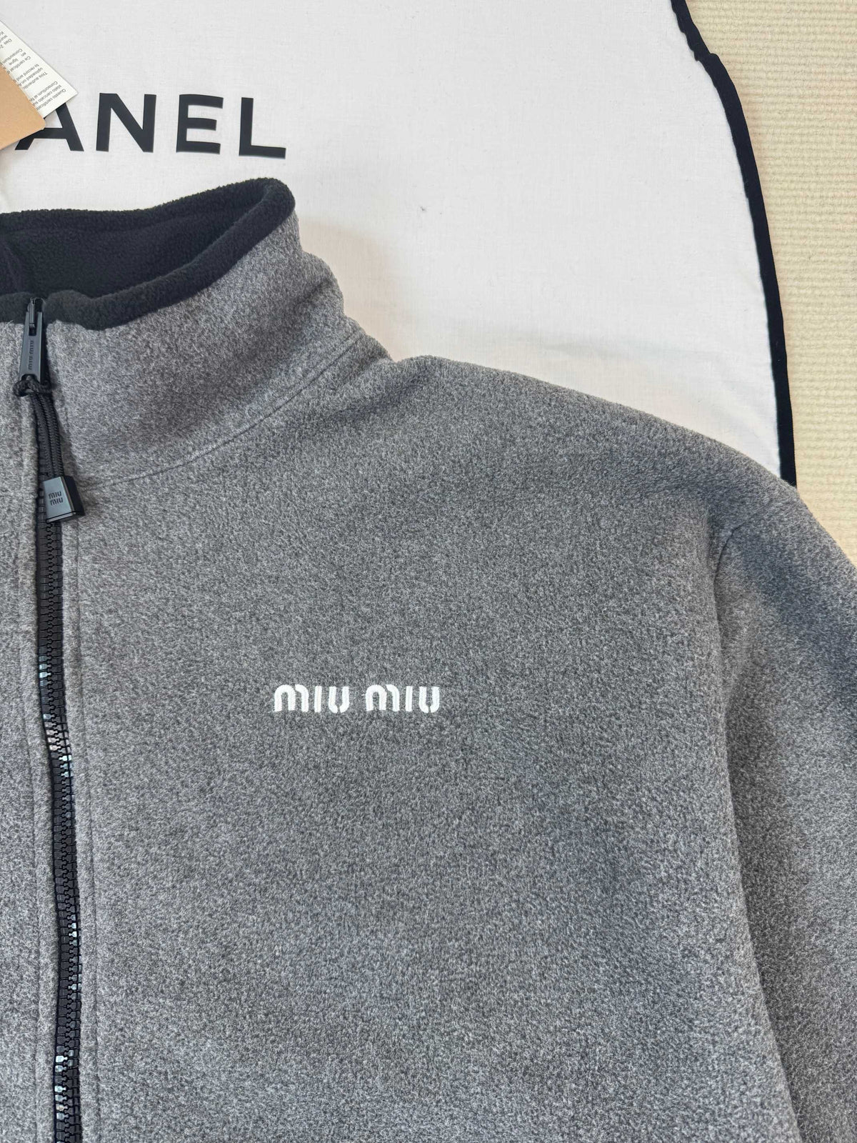 Miu 26s Fleece Jacket Grey Cashmere Cotton 433022