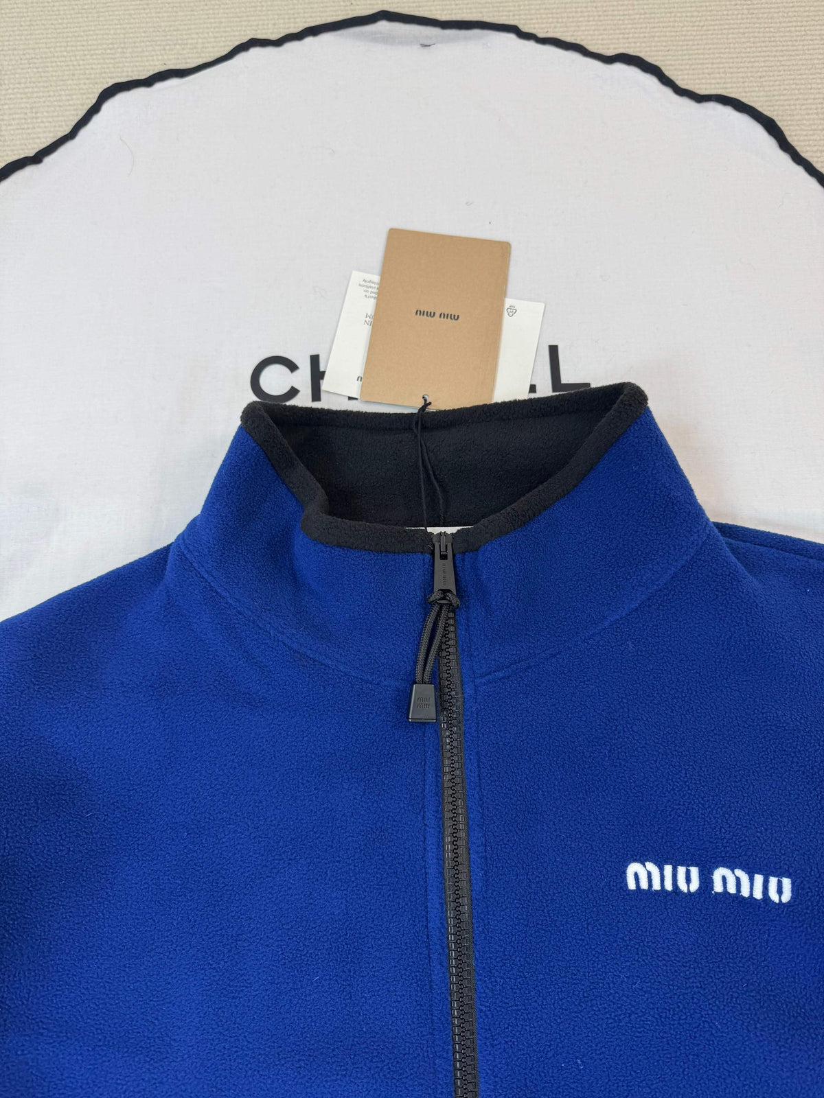 Miu 26s Fleece Jacket Blue Cashmere Cotton 433036