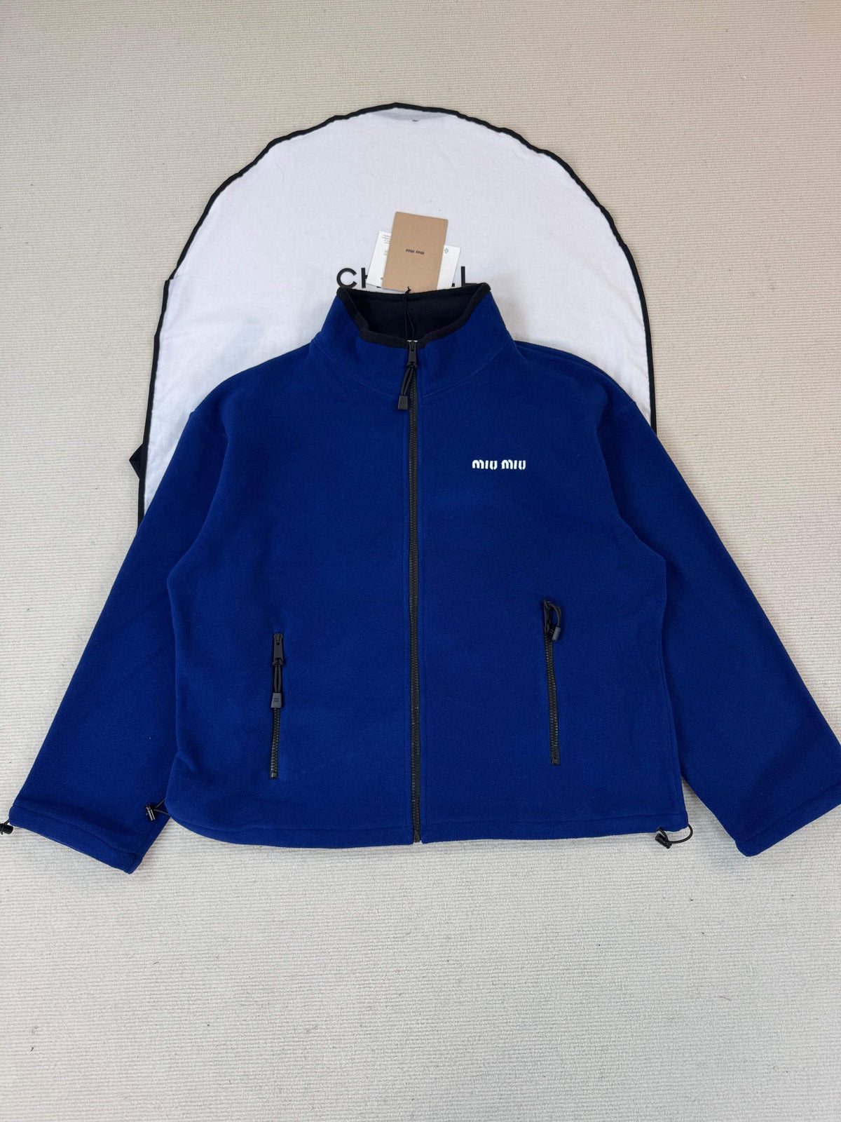 Miu 26s Fleece Jacket Blue Cashmere Cotton 433036