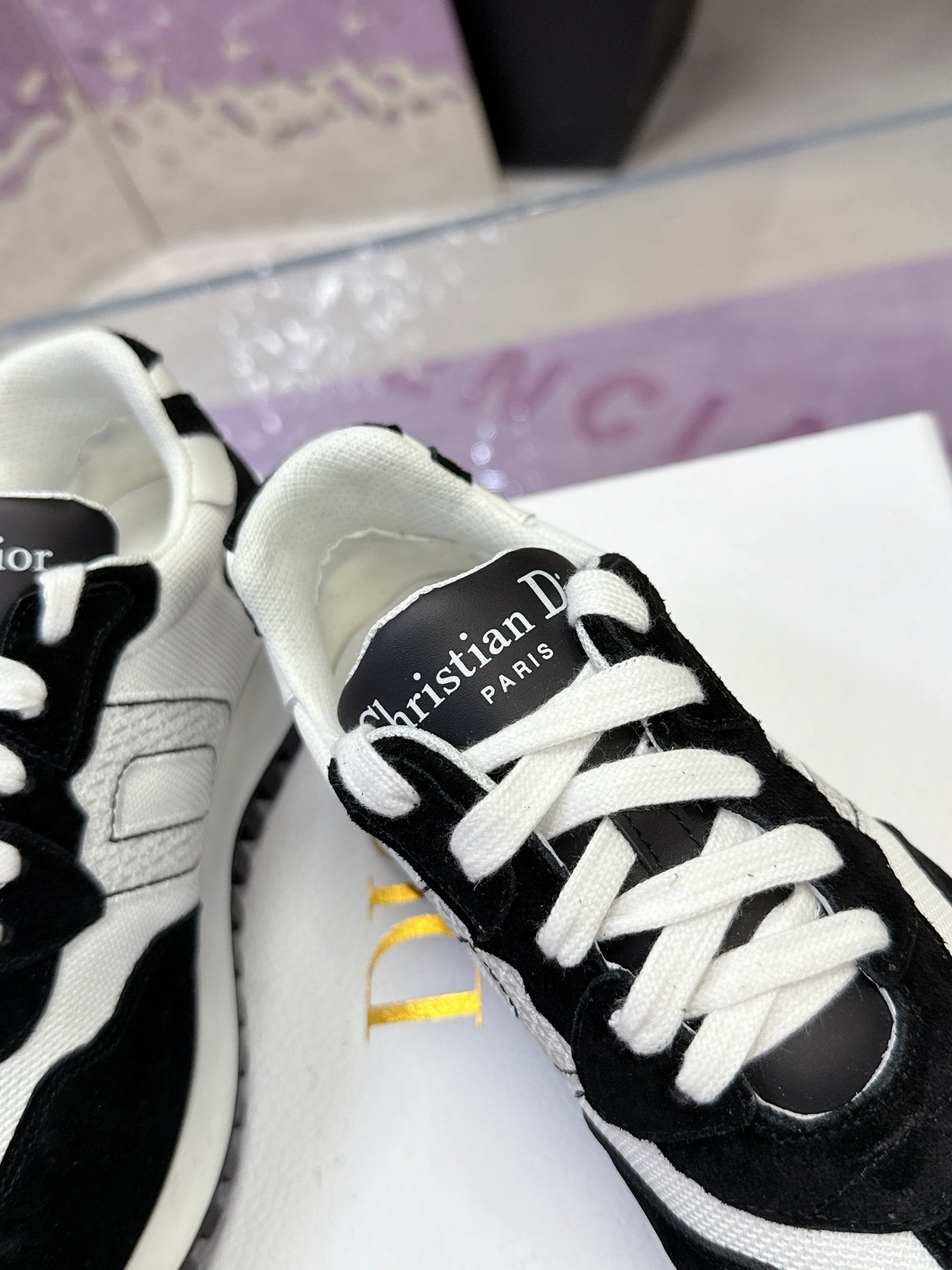 CD C'est Dior Sneaker  Black White Mesh Suede Calfskin 546579