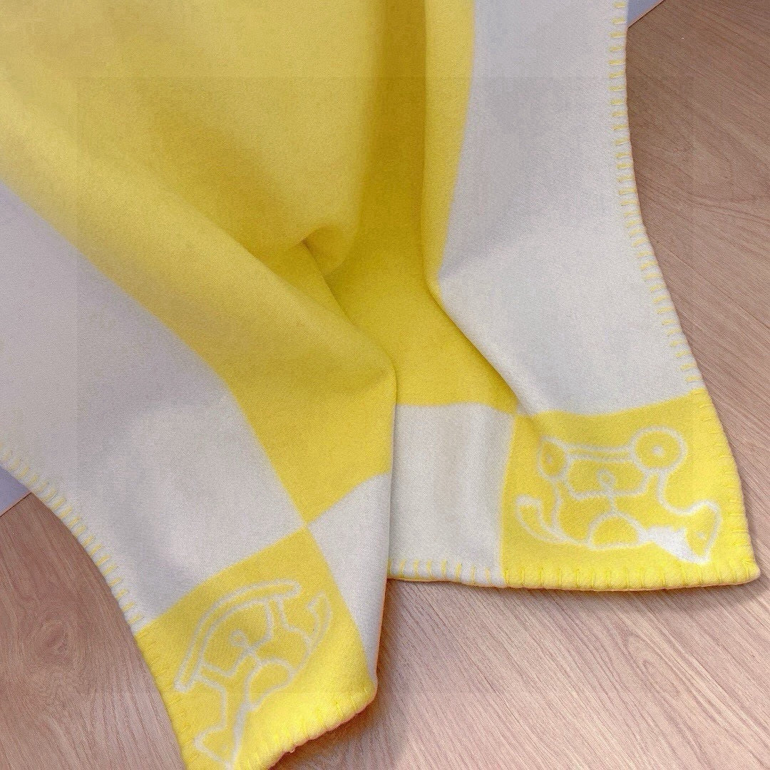 HM Baby Blanket Grey Yellow Wool Cashmere