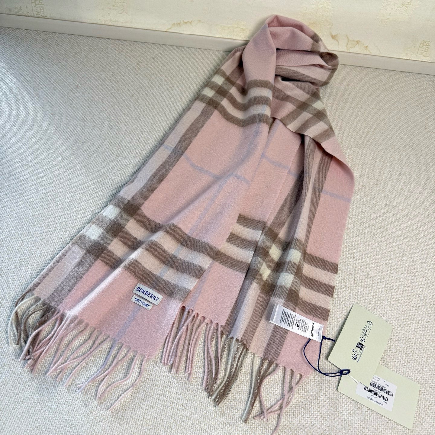 BBR Long Scarf 170CM Pink Brow Cashmere 150388