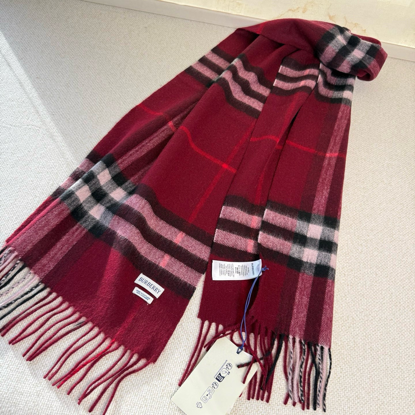 BBR Long Scarf 170CM Red Cashmere 150389