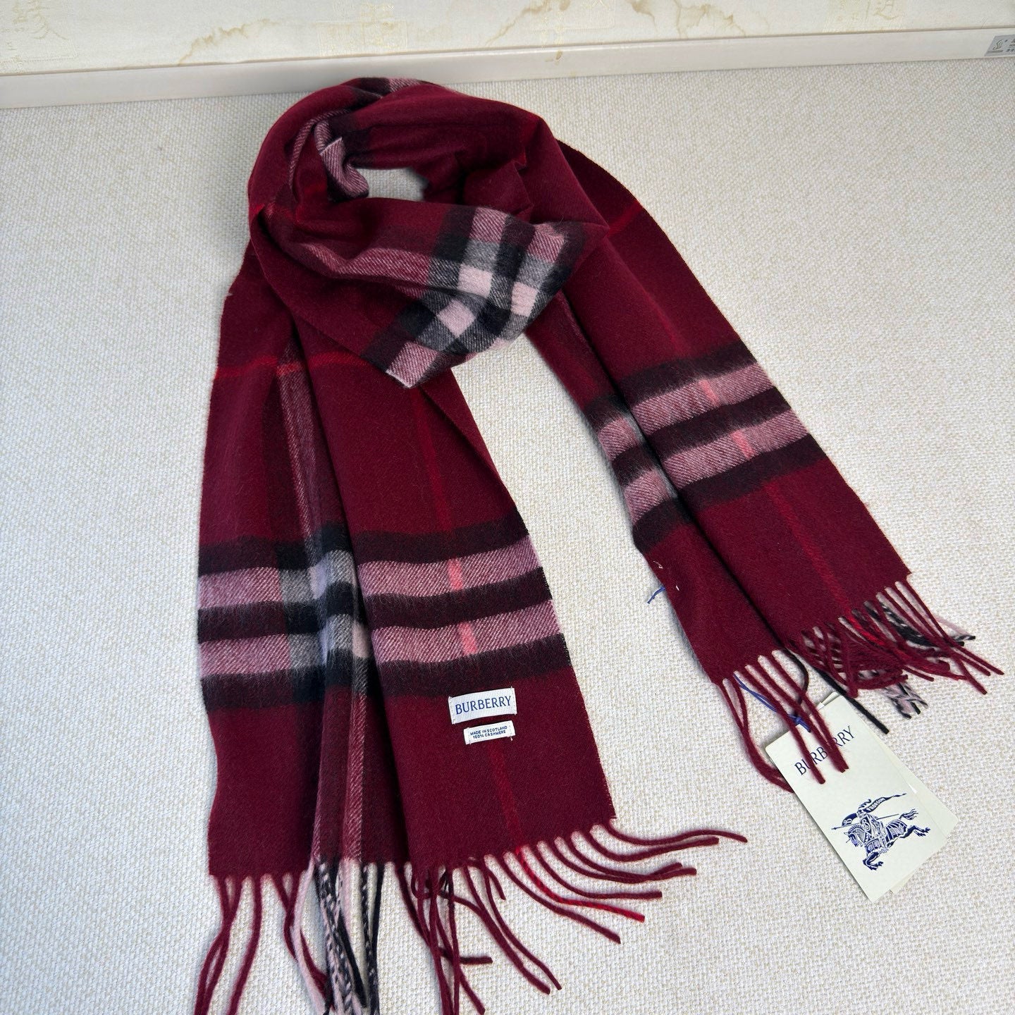 BBR Long Scarf 170CM Red Cashmere 150389