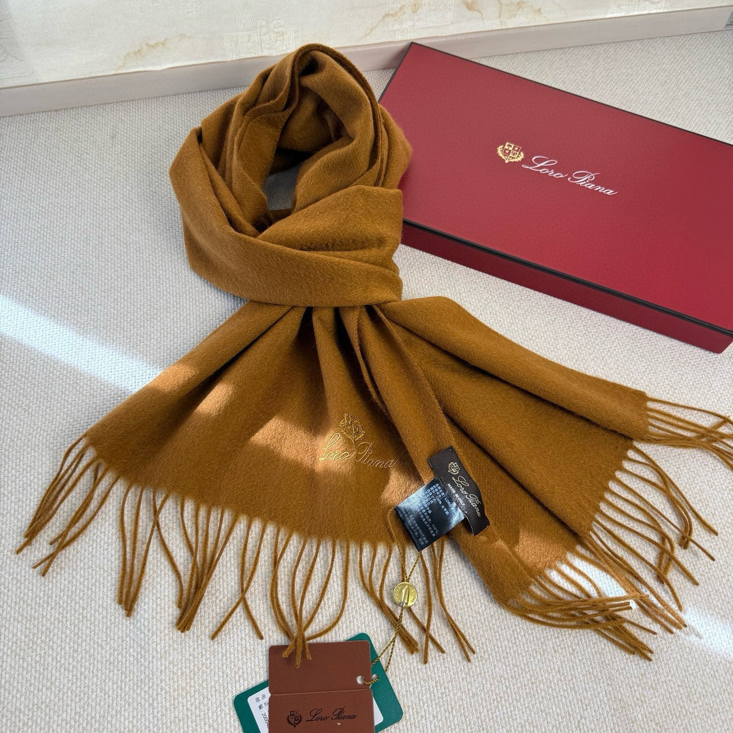 Loro Piana Long Scarf Camel Cashmere 150412