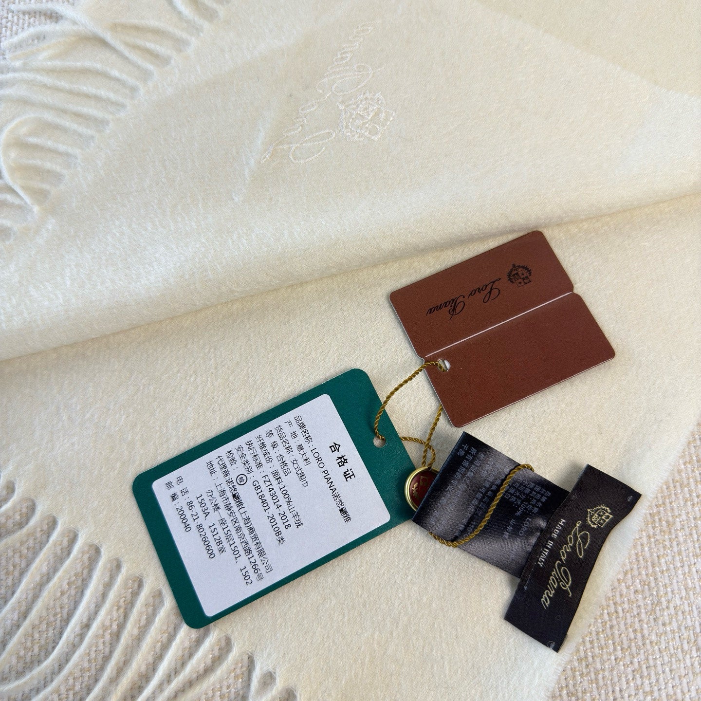 Loro Piana Long Scarf Ivory Cashmere 150413