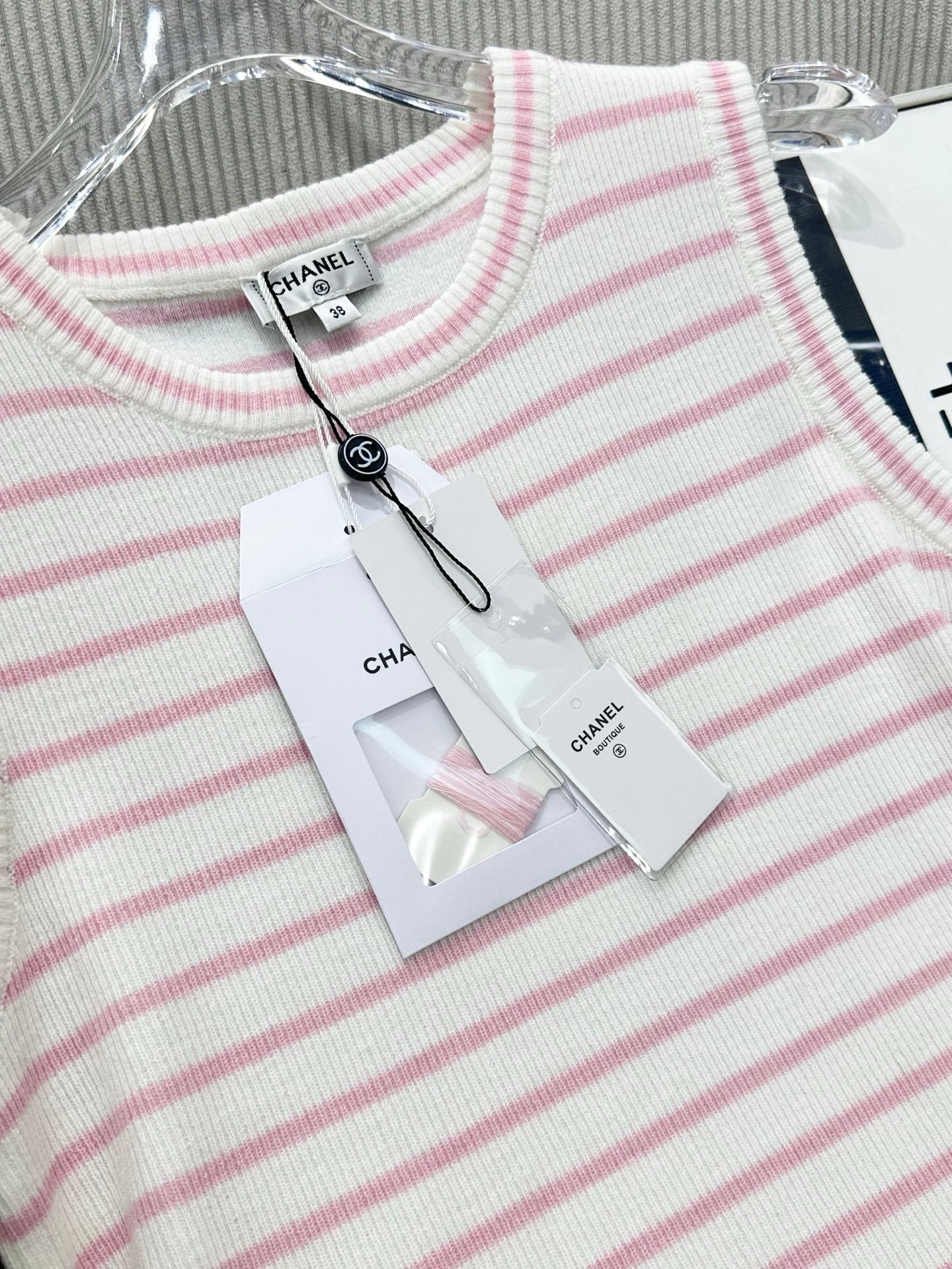 CC 26s Knit Vest Top Cream Pink Wool 415494