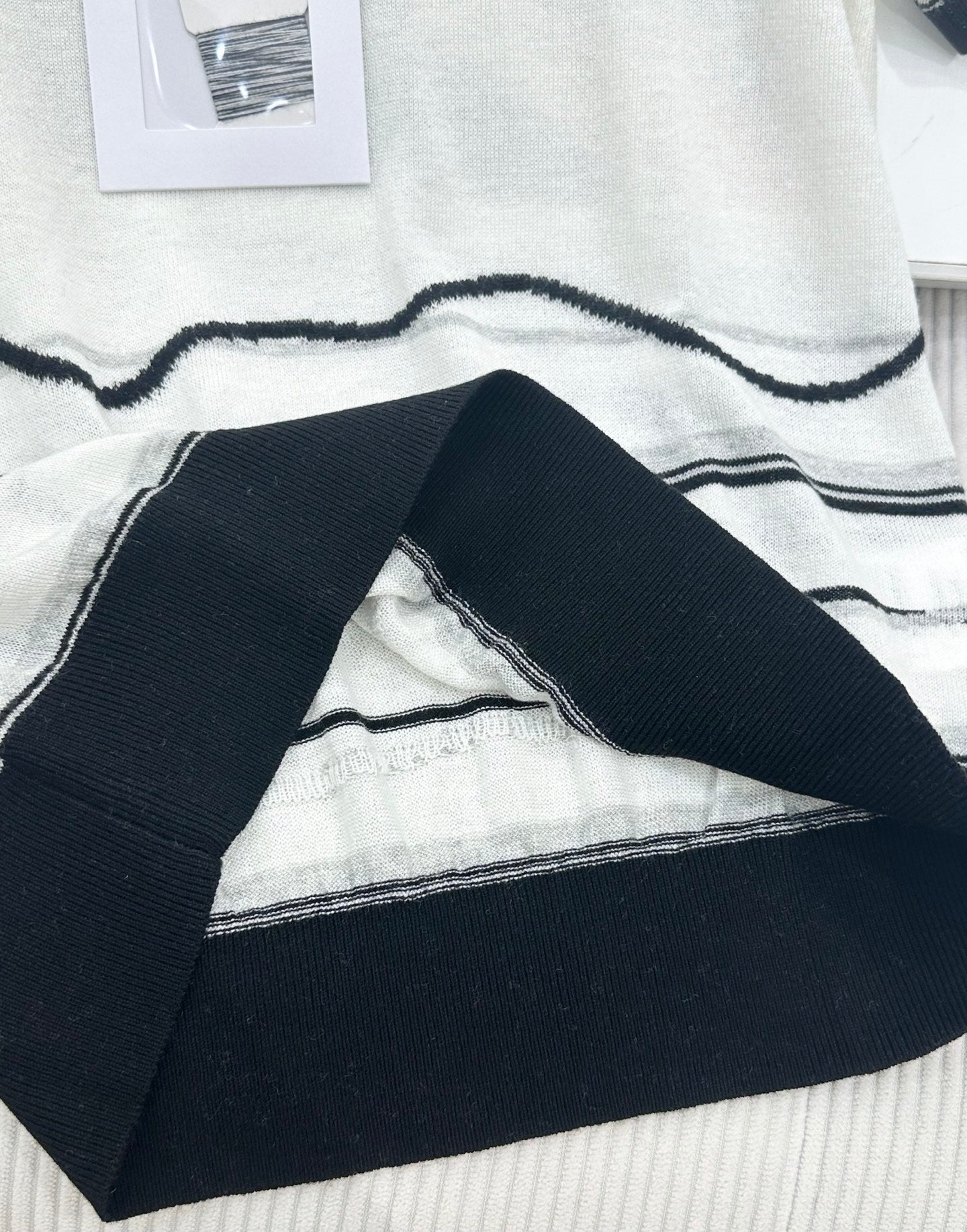 CC 26s Knit Short-Sleeve Top White Black Wool 415508