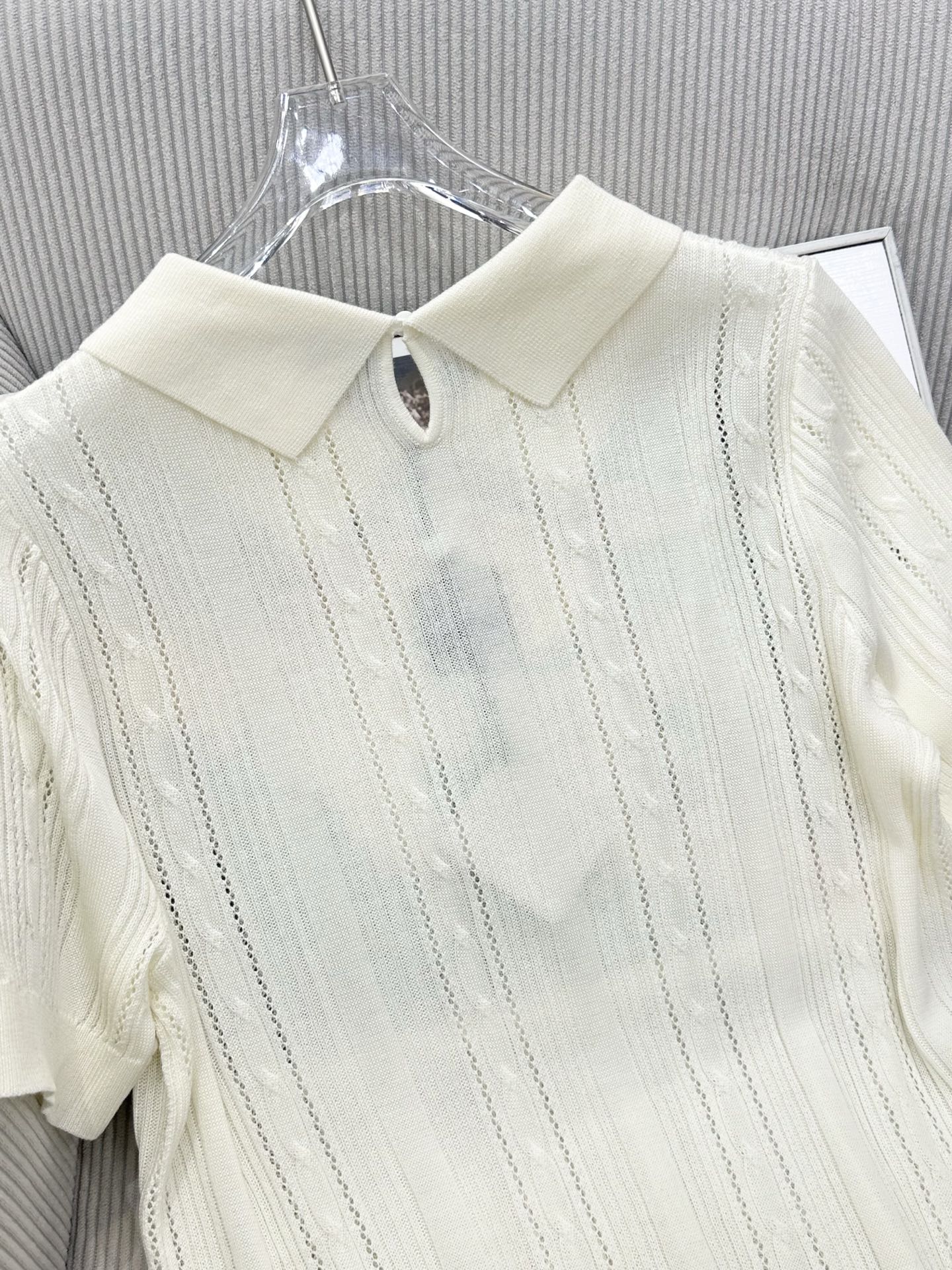 Loewe 26s Short-Sleeve Top Cream Wool 415502