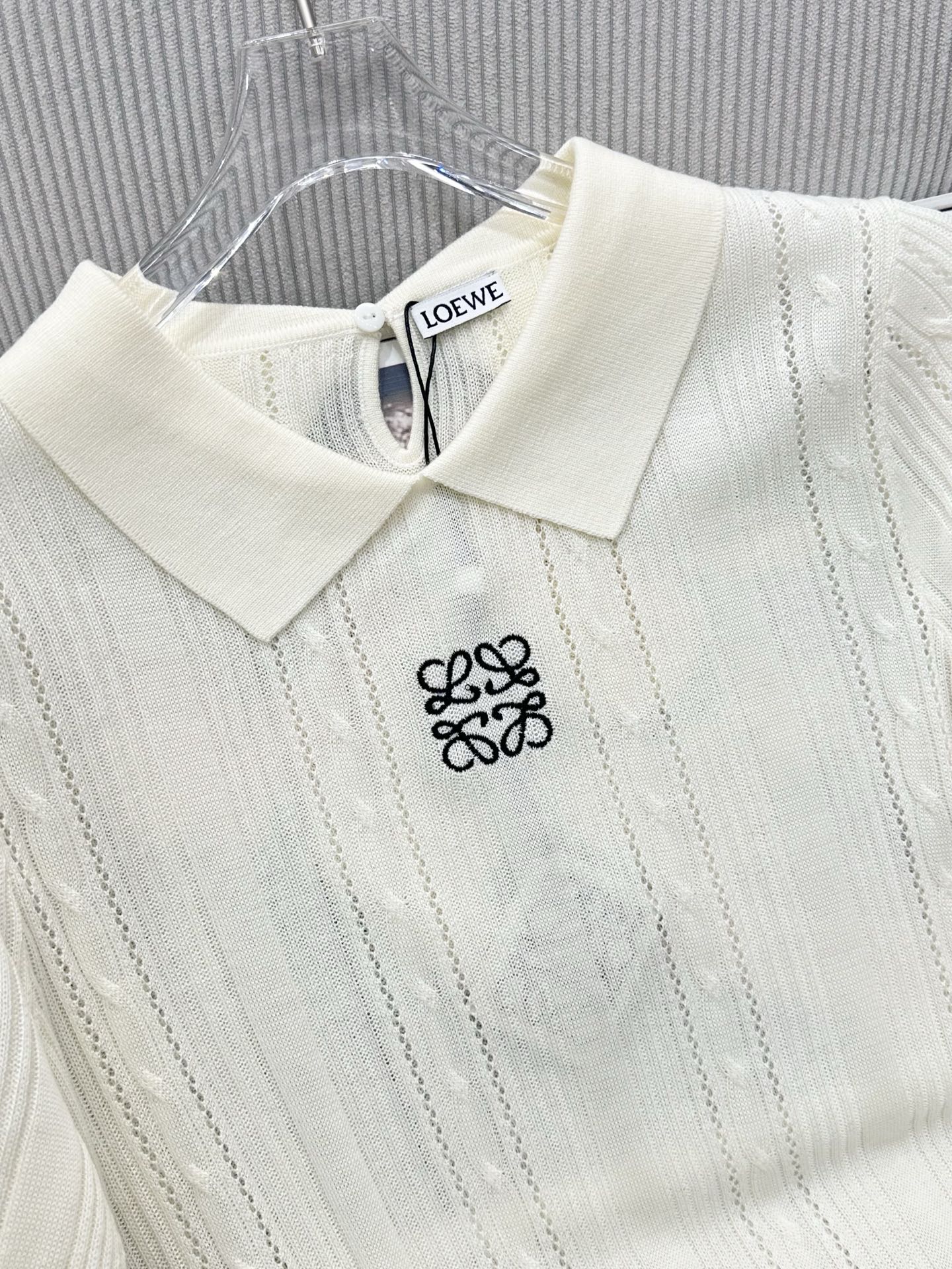 Loewe 26s Short-Sleeve Top Cream Wool 415502