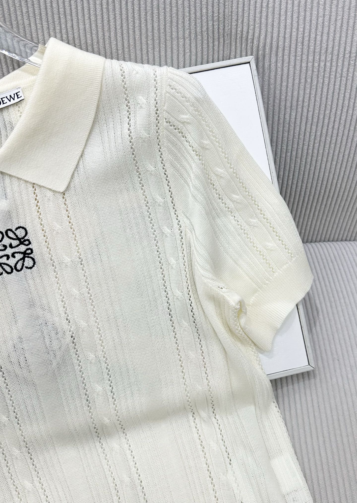 Loewe 26s Short-Sleeve Top Cream Wool 415502