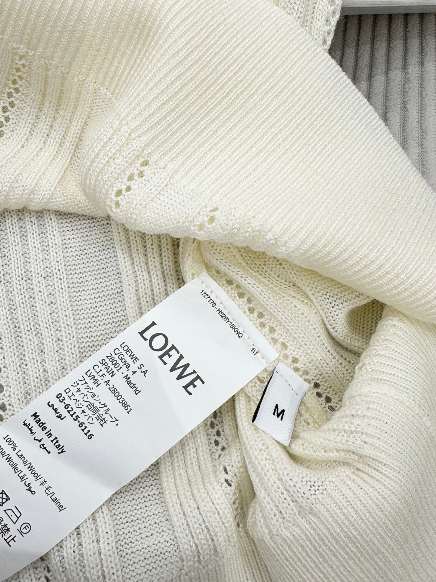 Loewe 26s Short-Sleeve Top Cream Wool 415502