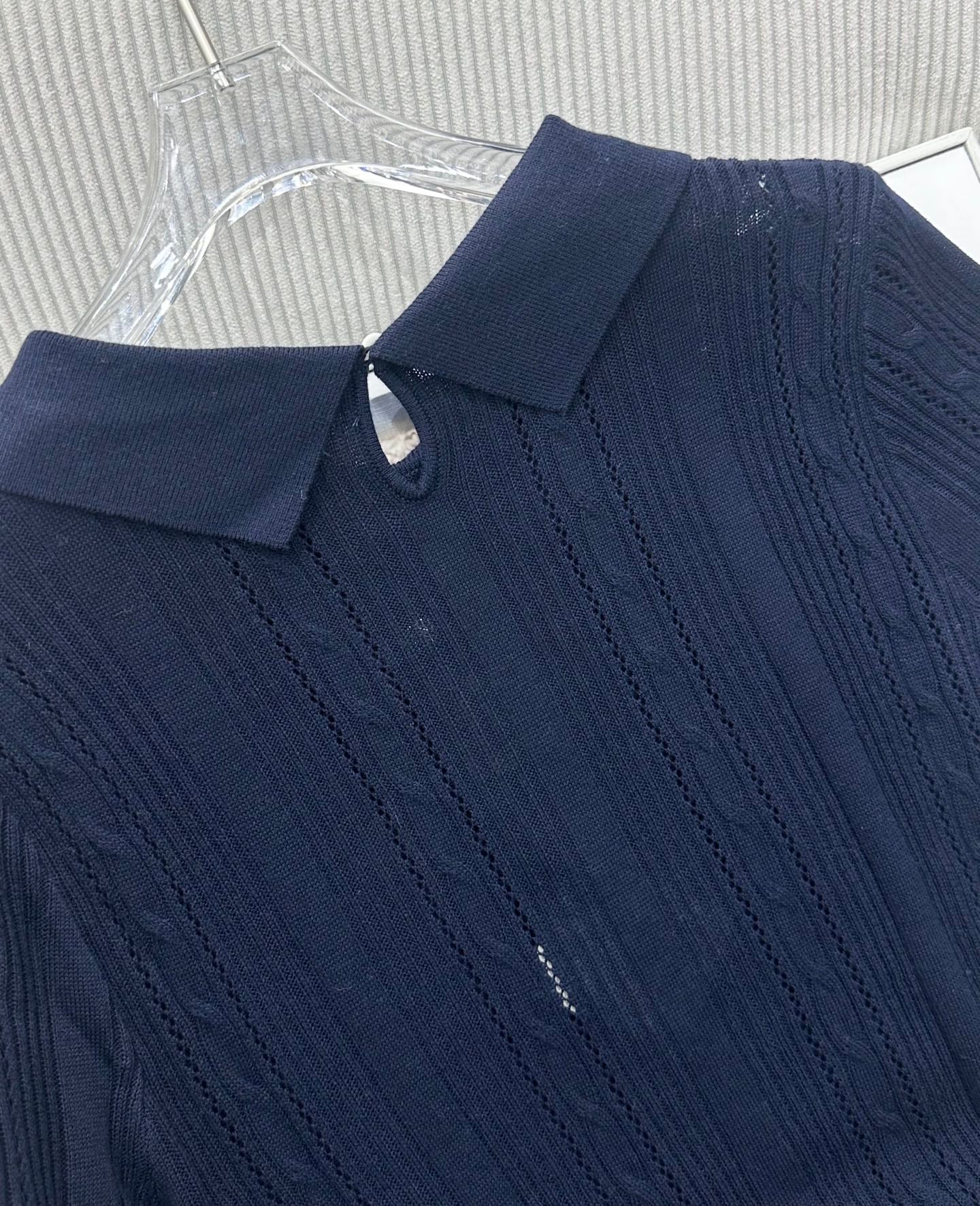 Loewe 26s Short-Sleeve Top Dark Blue Wool 415504