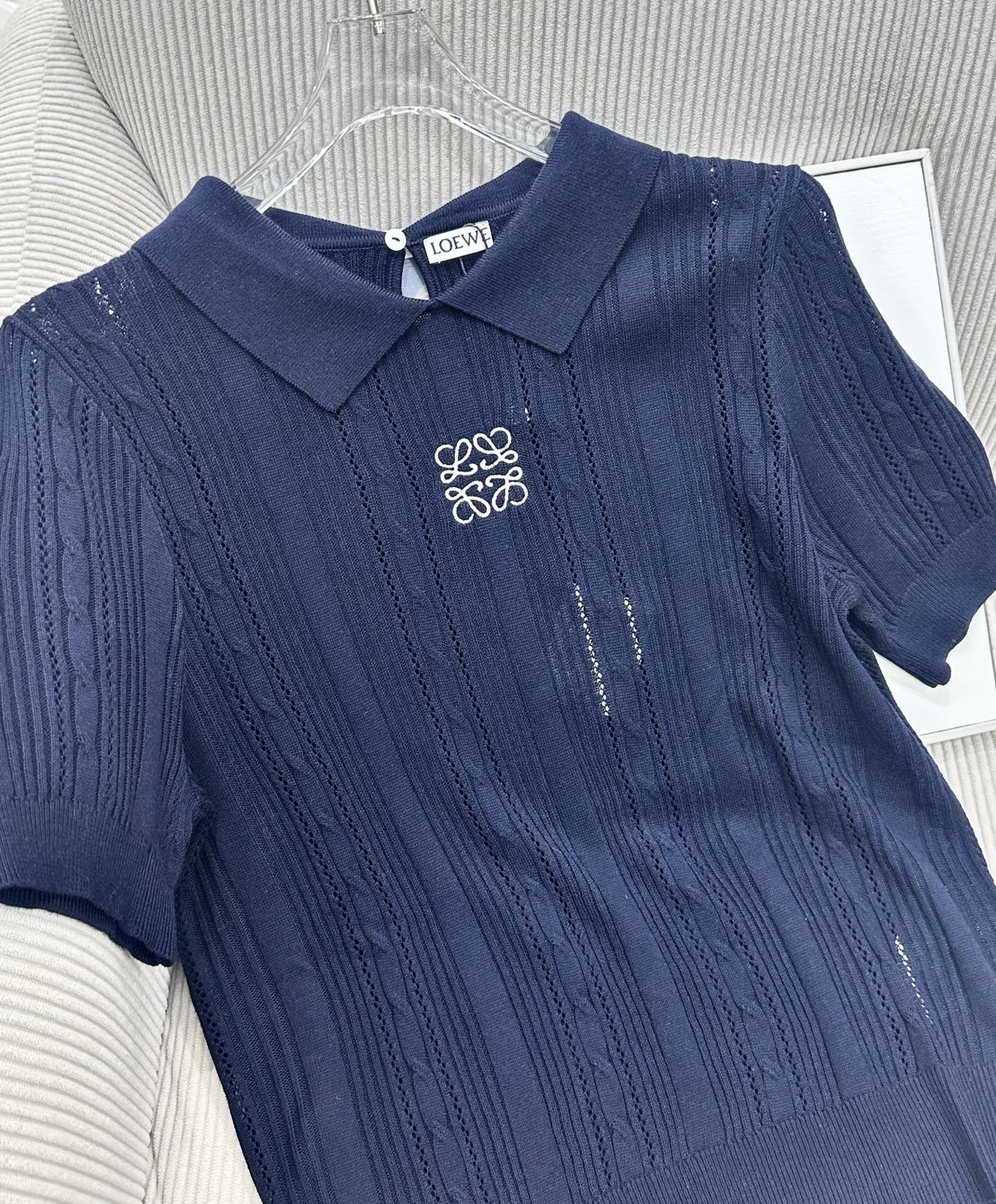 Loewe 26s Short-Sleeve Top Dark Blue Wool 415504