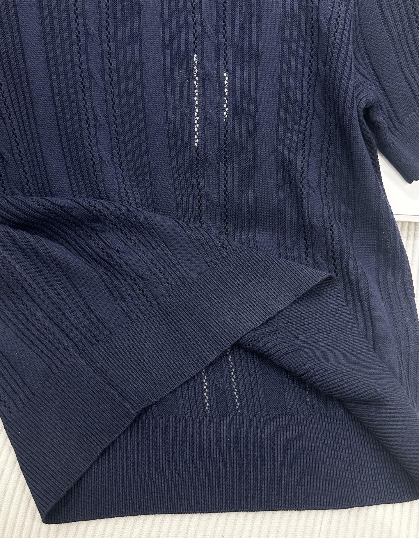 Loewe 26s Short-Sleeve Top Dark Blue Wool 415504