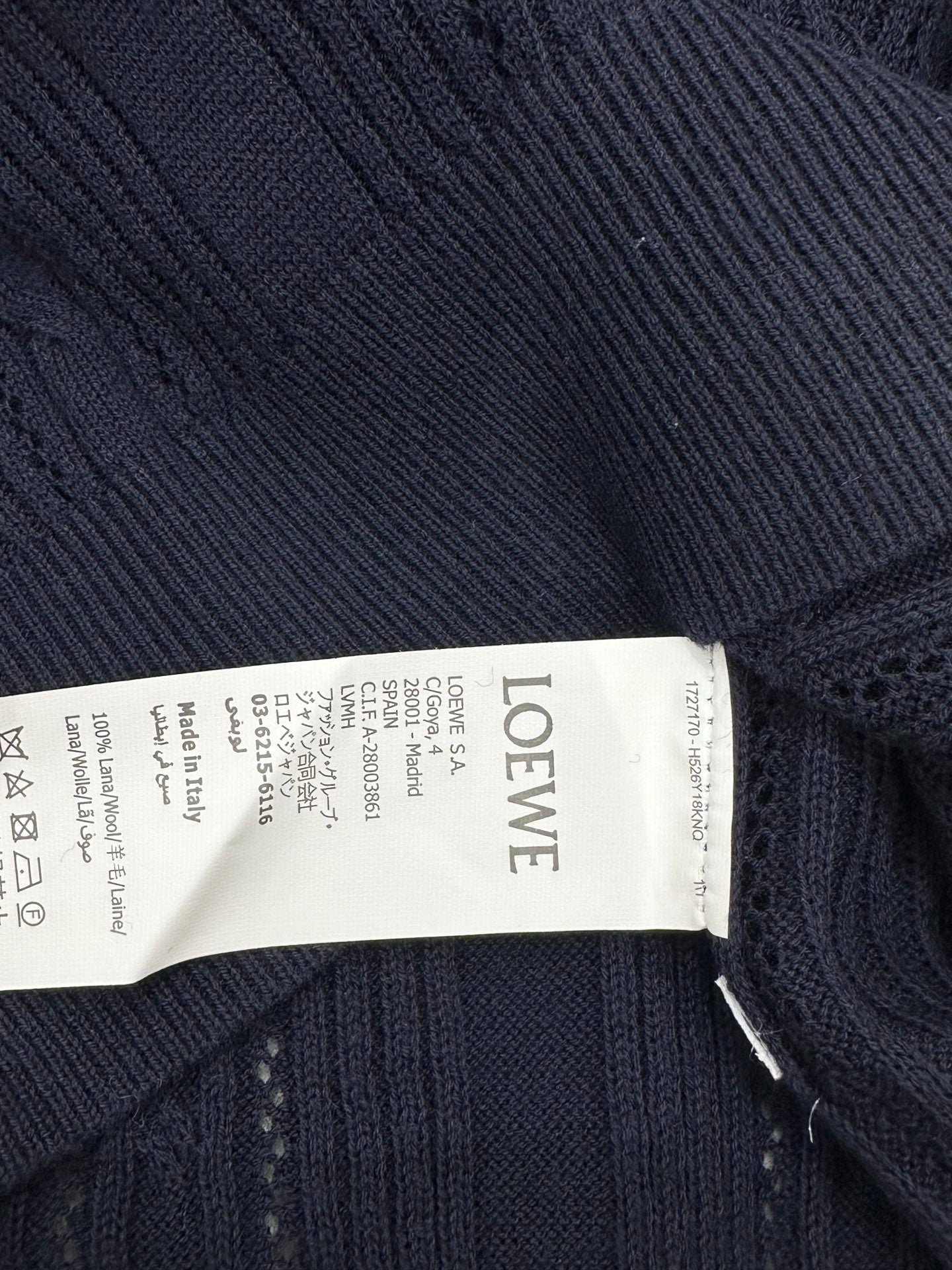 Loewe 26s Short-Sleeve Top Dark Blue Wool 415504