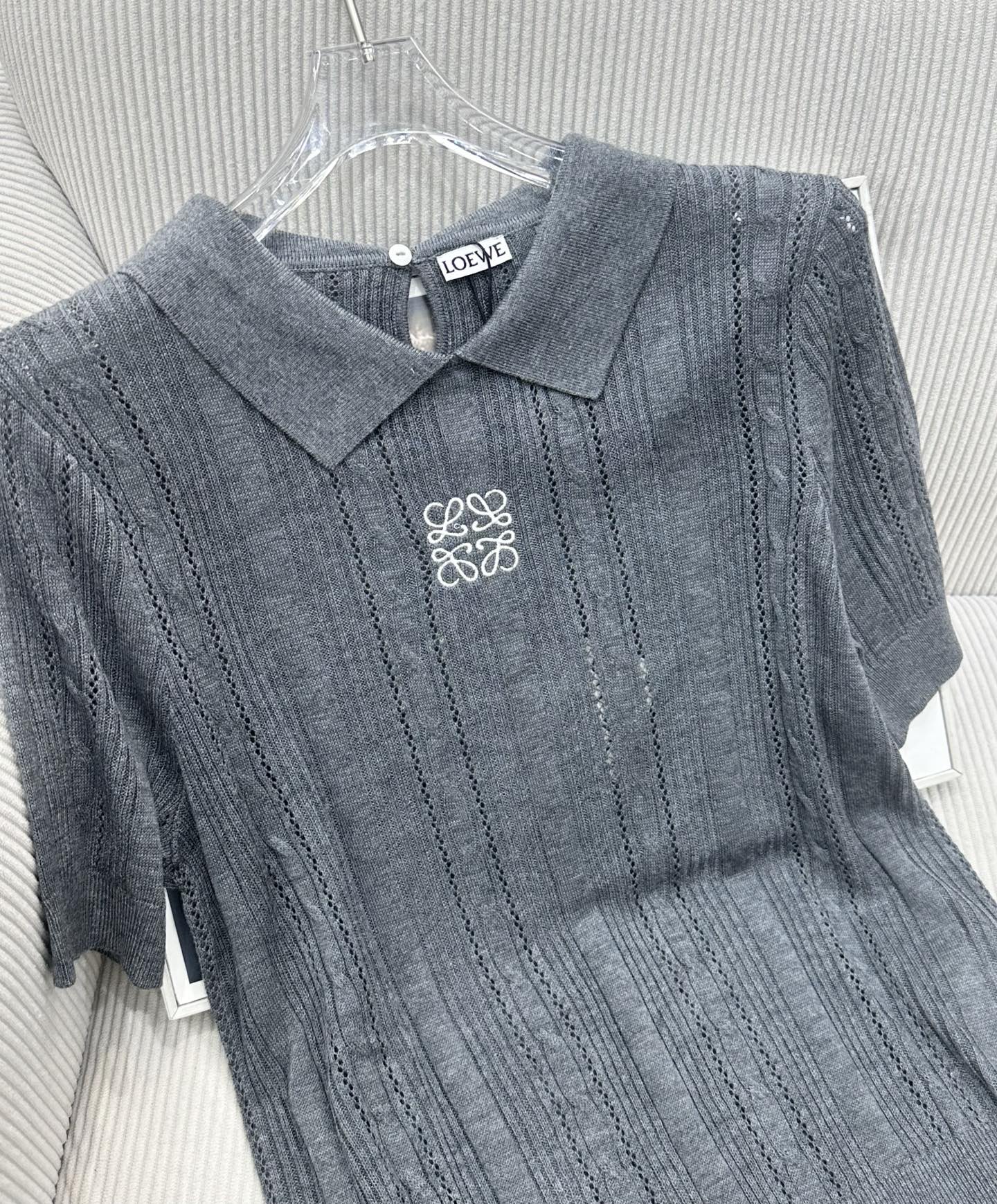 Loewe 26s Short-Sleeve Top Grey Wool 415506