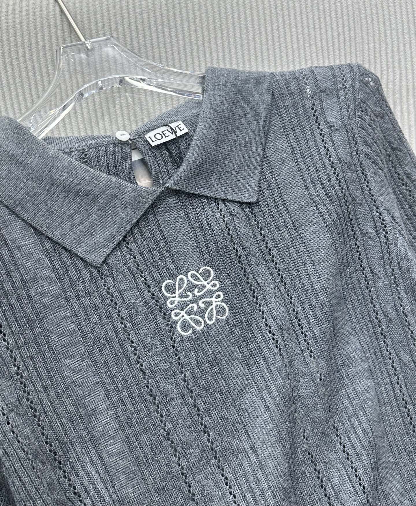 Loewe 26s Short-Sleeve Top Grey Wool 415506