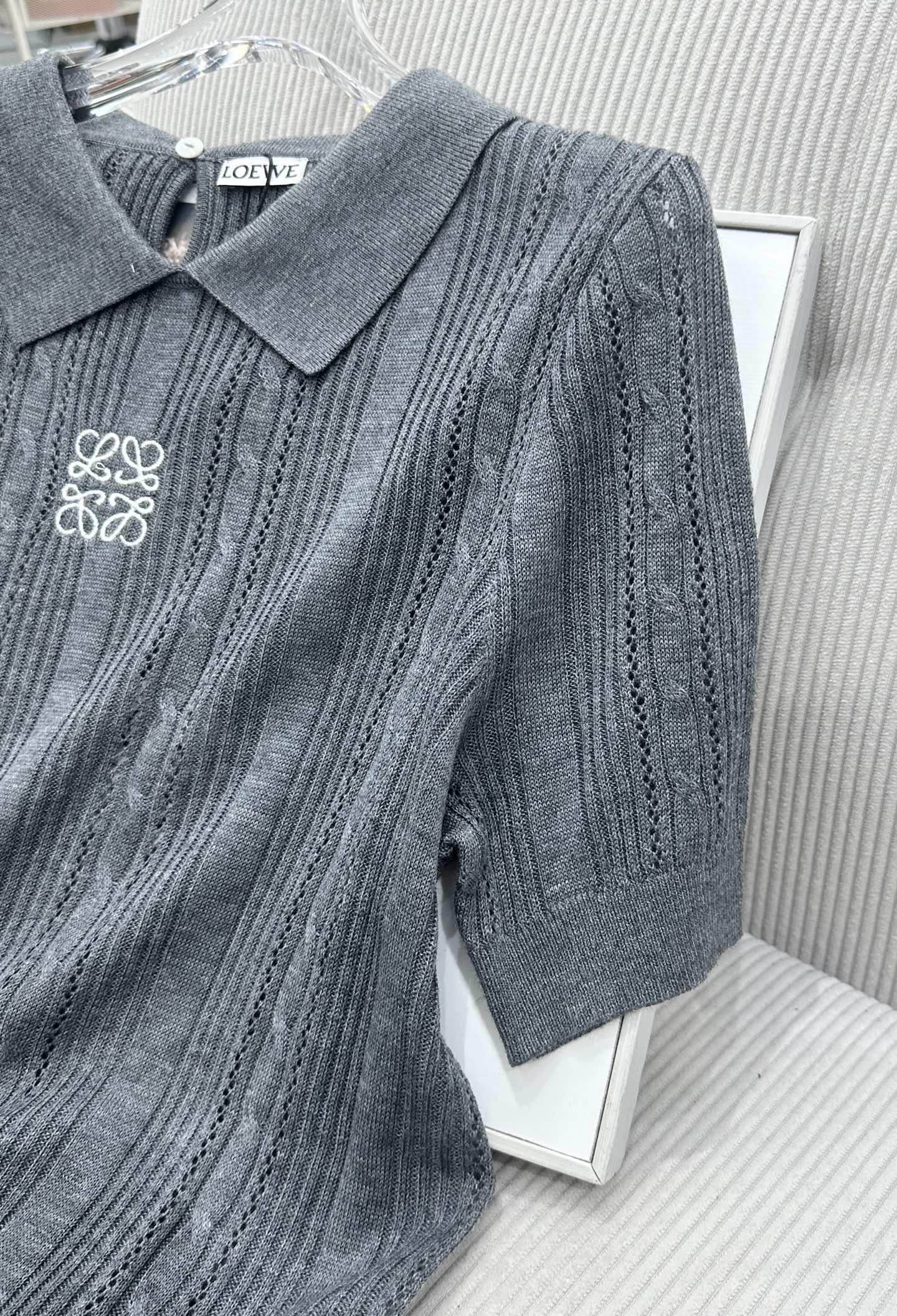 Loewe 26s Short-Sleeve Top Grey Wool 415506