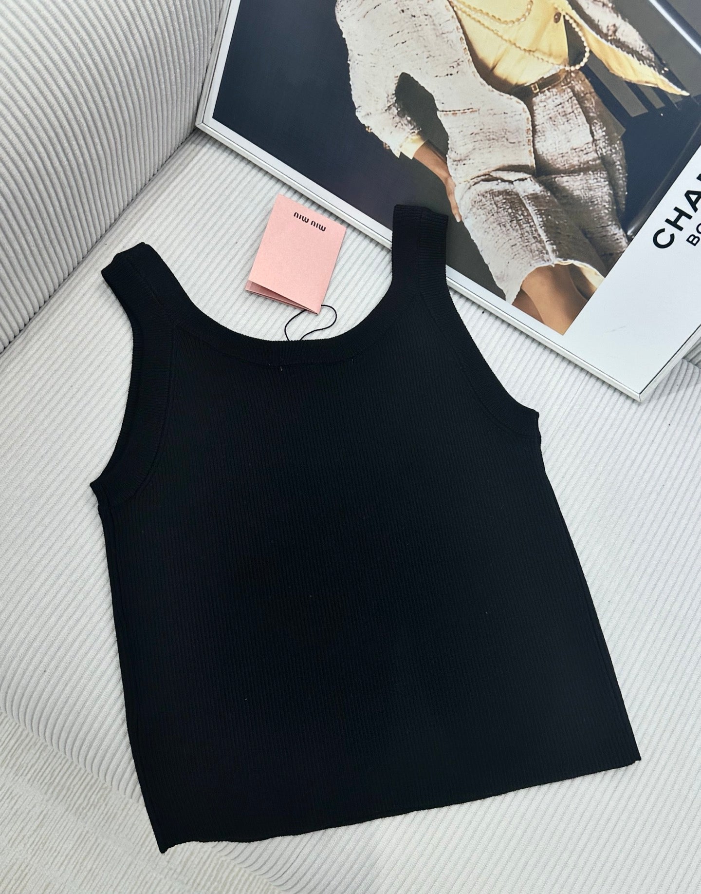 Miu 26s Beaded Knit Vest Black Sequined Wool 415497