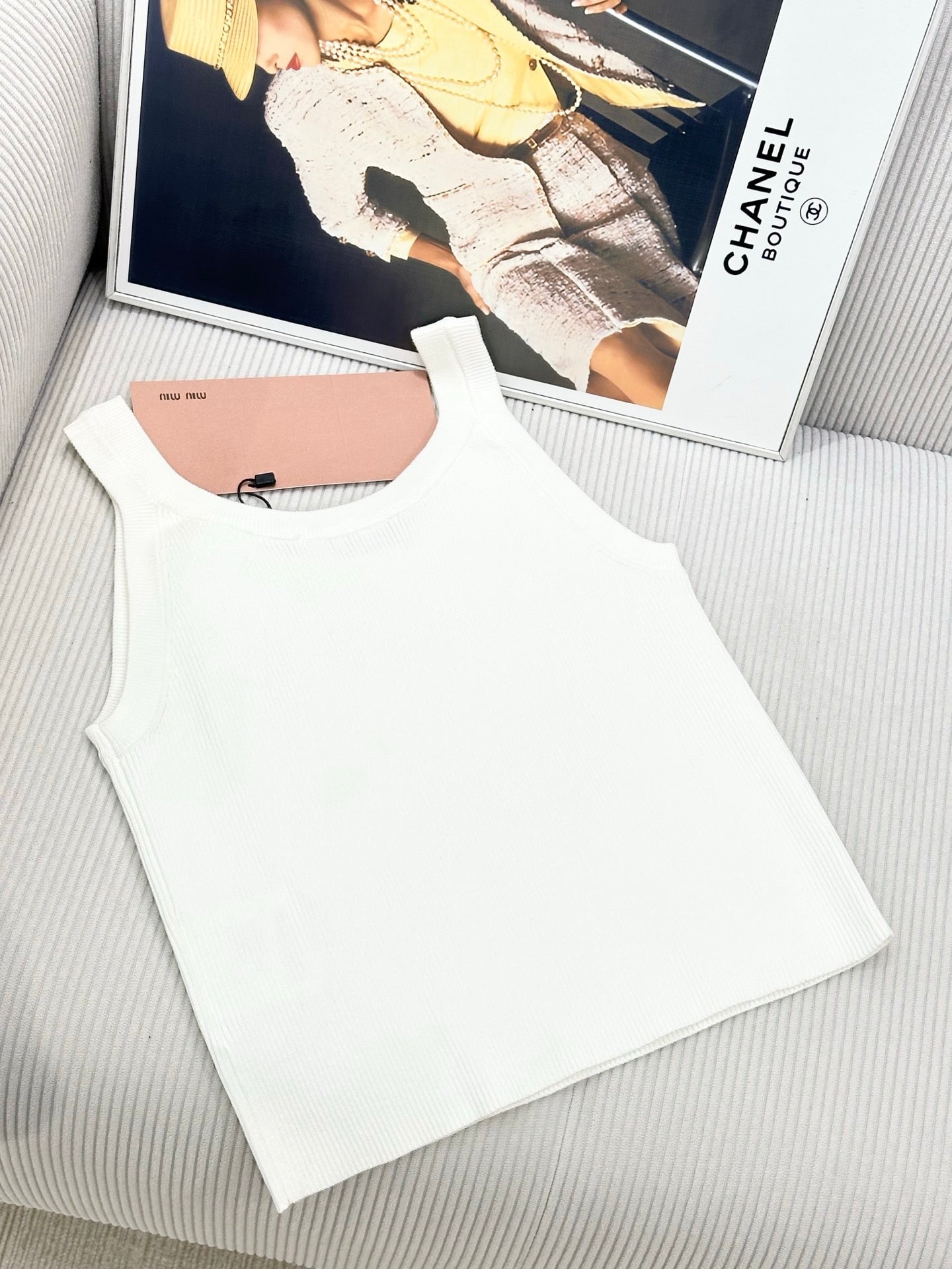 Miu 26s Beaded Knit Vest White Sequined Wool 415499