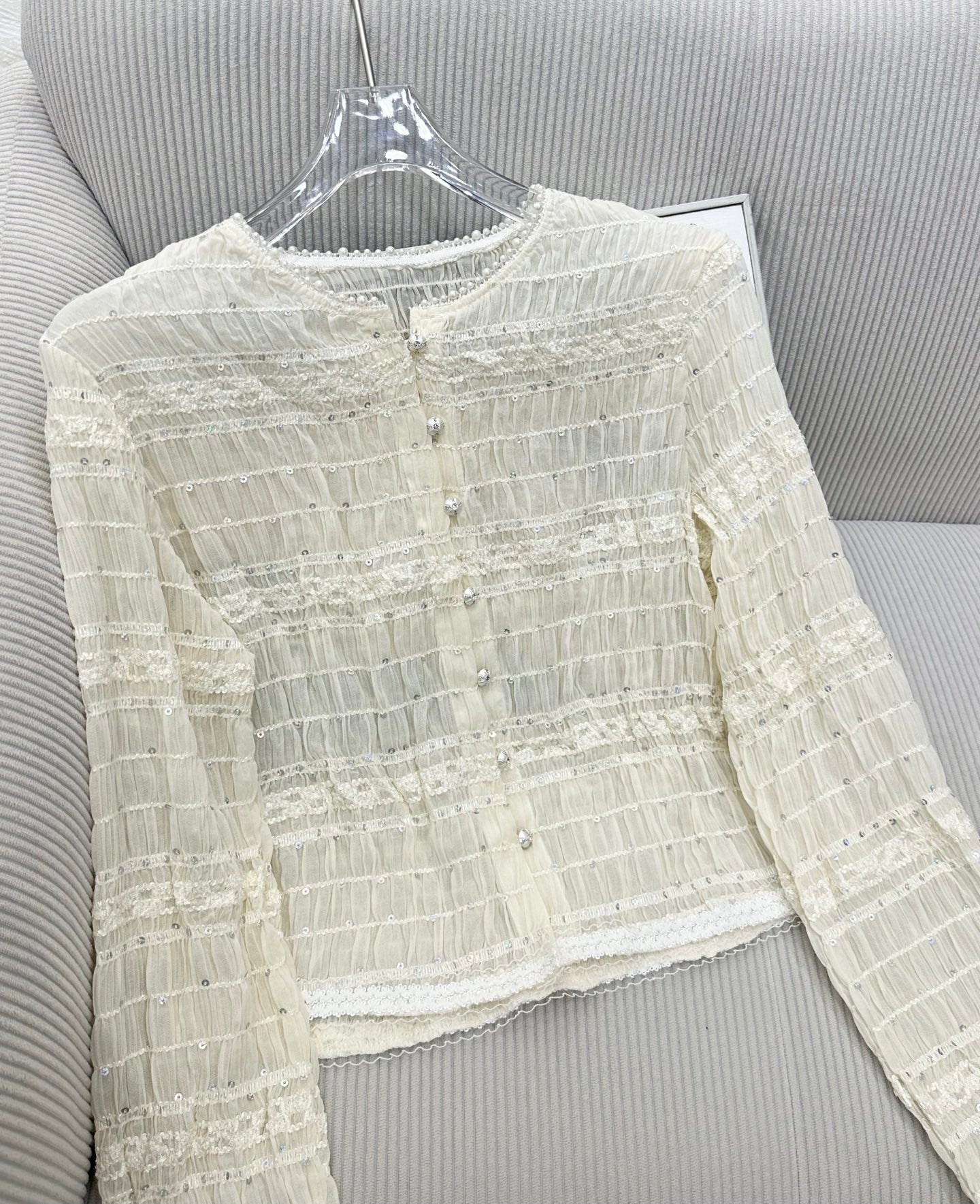 CC 26s Long-Sleeved Cardigan Cream Sequins Polyester 415552