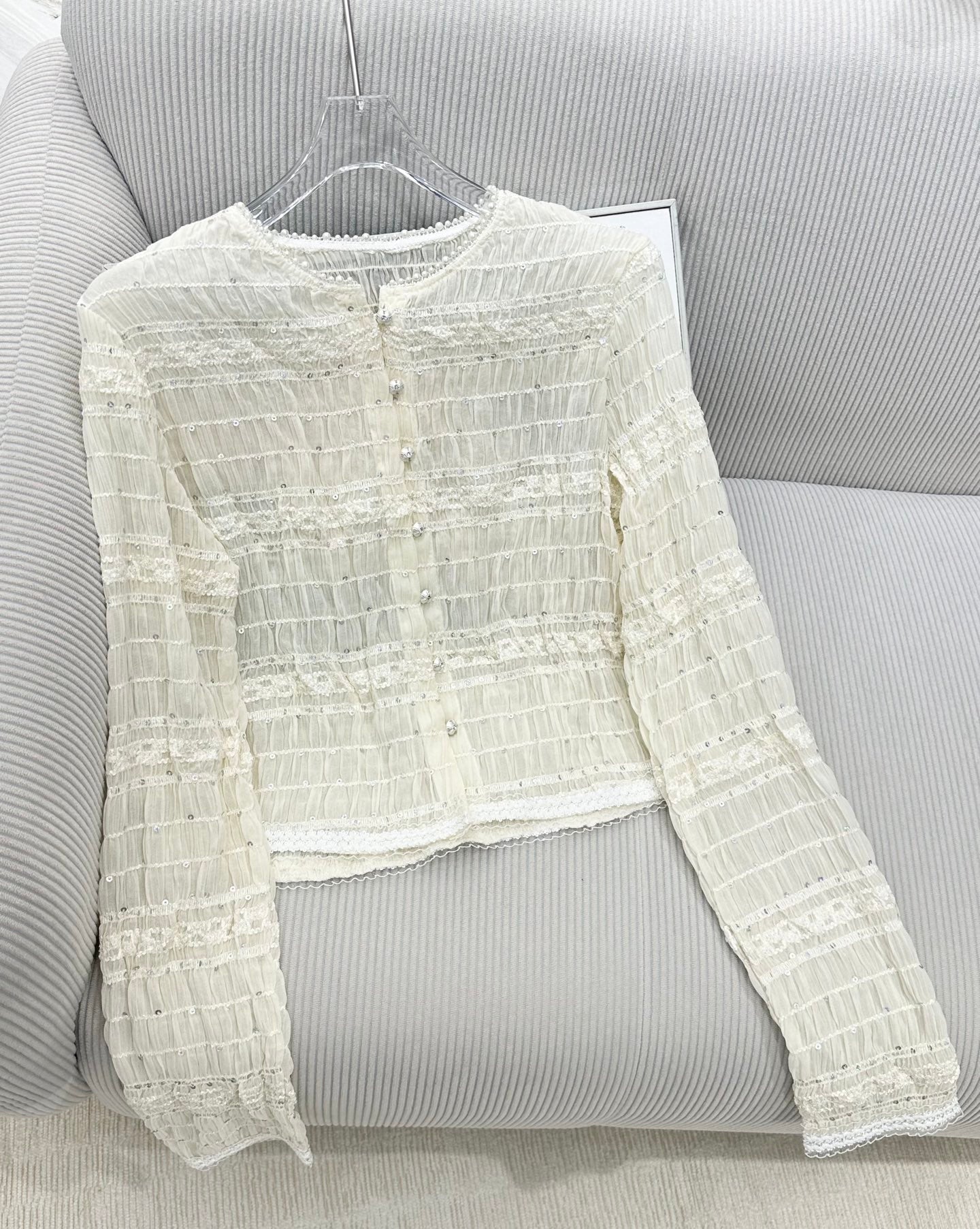 CC 26s Long-Sleeved Cardigan Cream Sequins Polyester 415552
