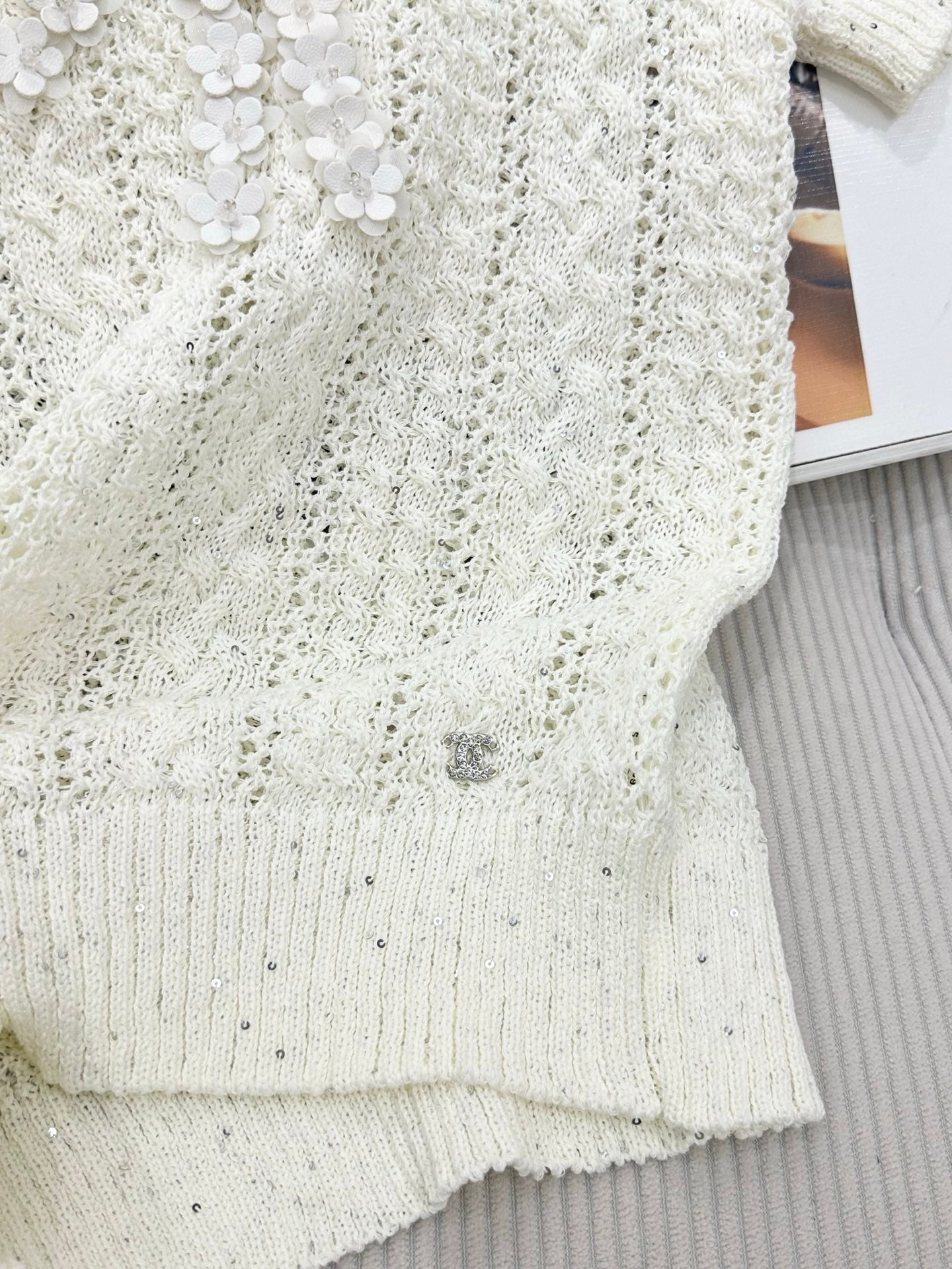 CC 26s Knit Short-Sleeve Top White Wool 415510