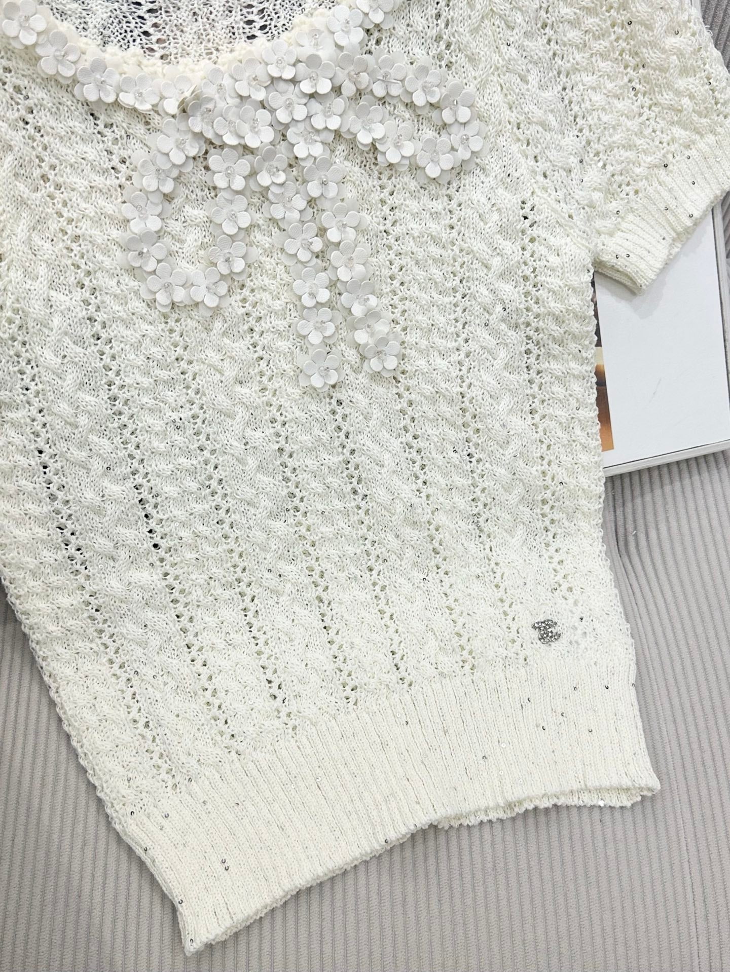CC 26s Knit Short-Sleeve Top White Wool 415510