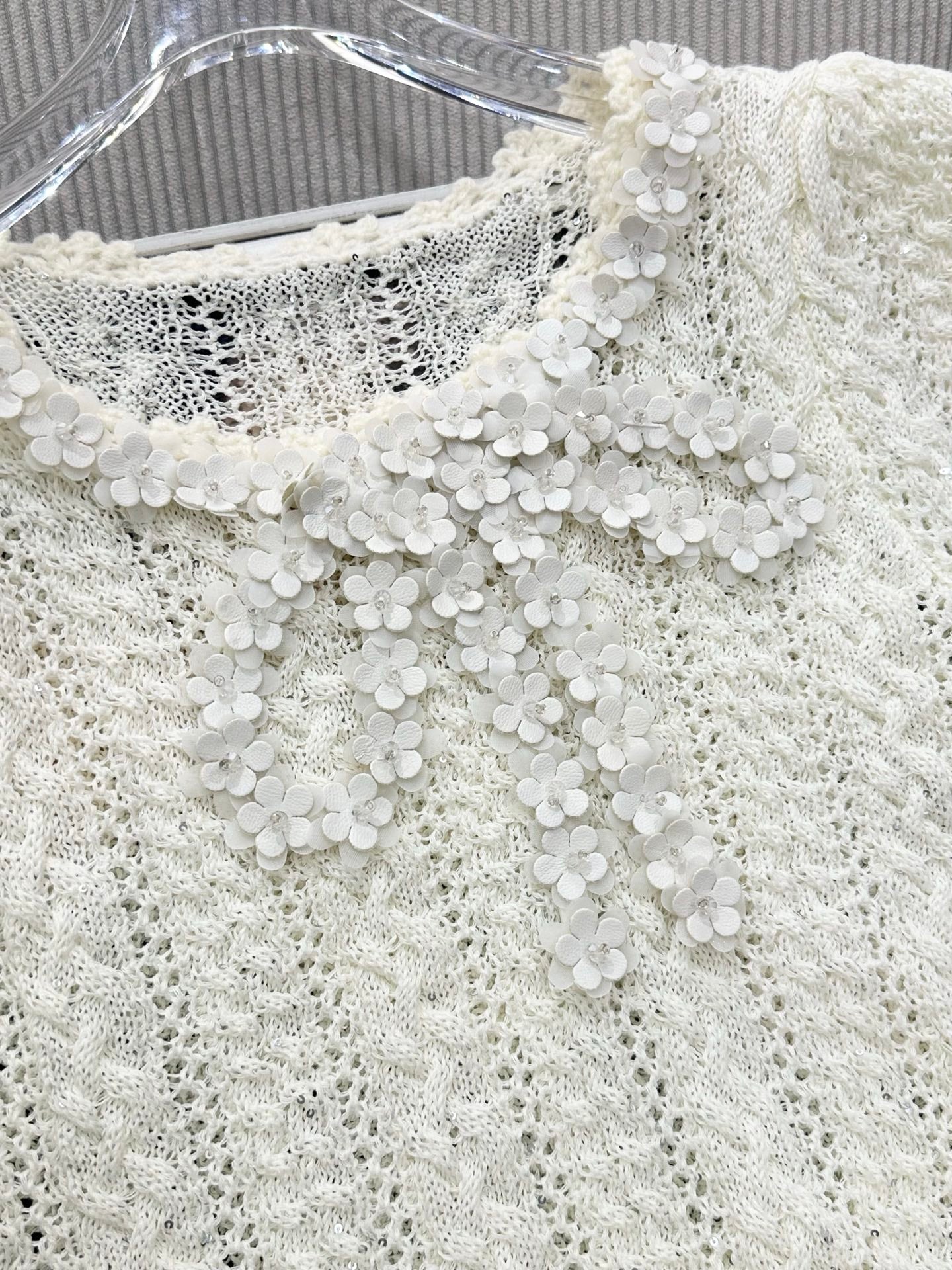CC 26s Knit Short-Sleeve Top White Wool 415510