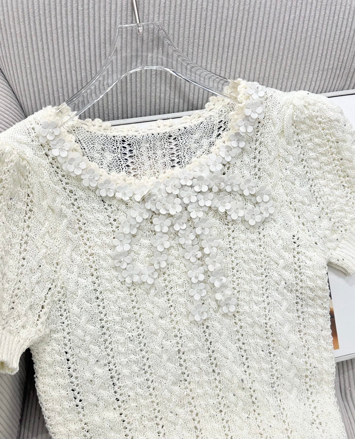 CC 26s Knit Short-Sleeve Top White Wool 415510
