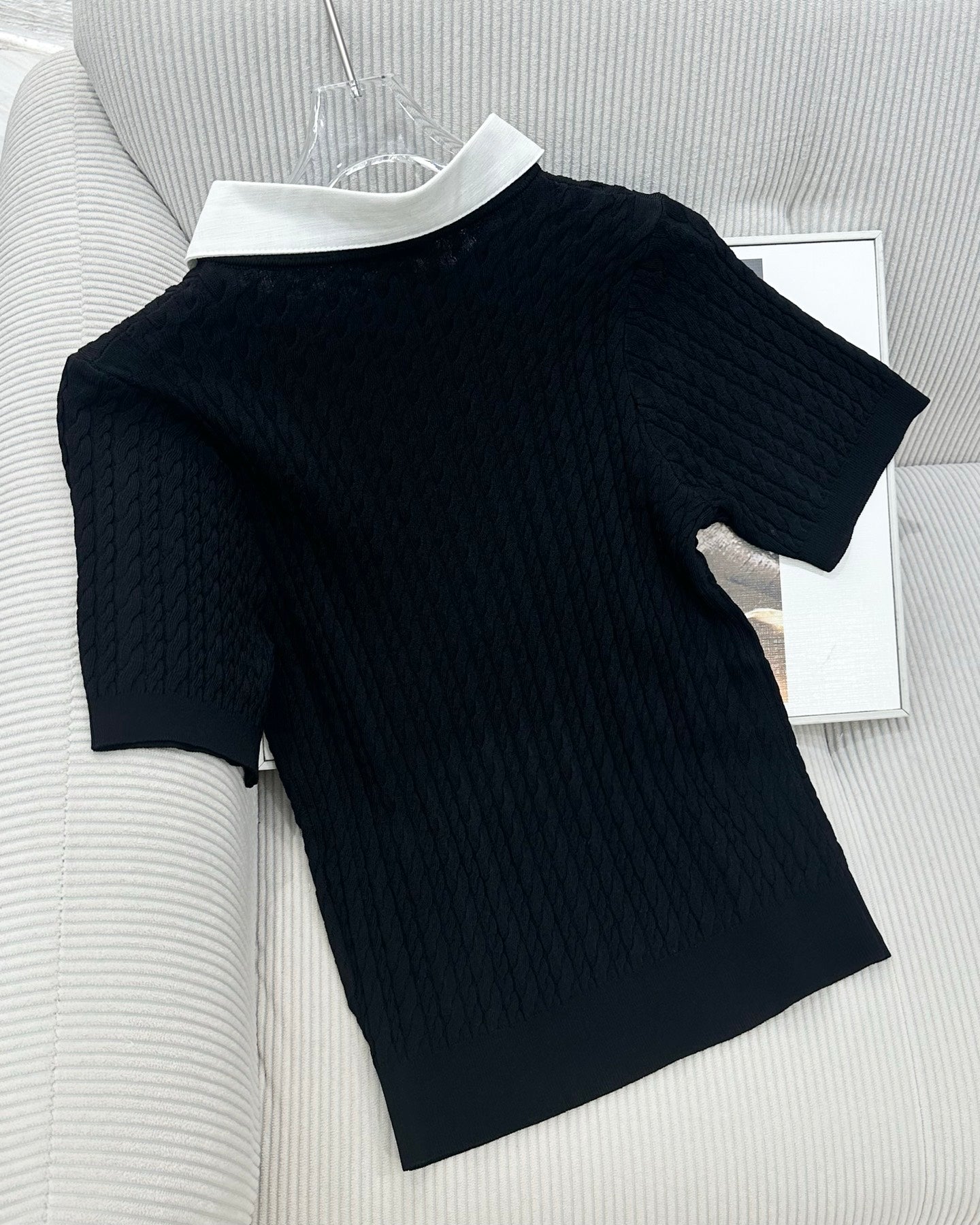 CC 26s Short-Sleeved Top White Black Tencel Silk 415535