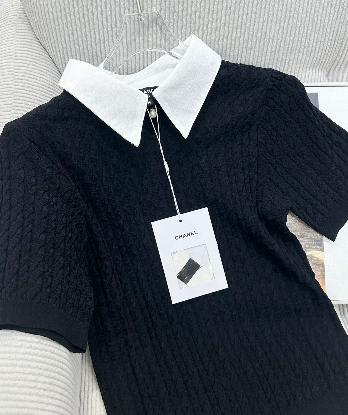 CC 26s Short-Sleeved Top White Black Tencel Silk 415535