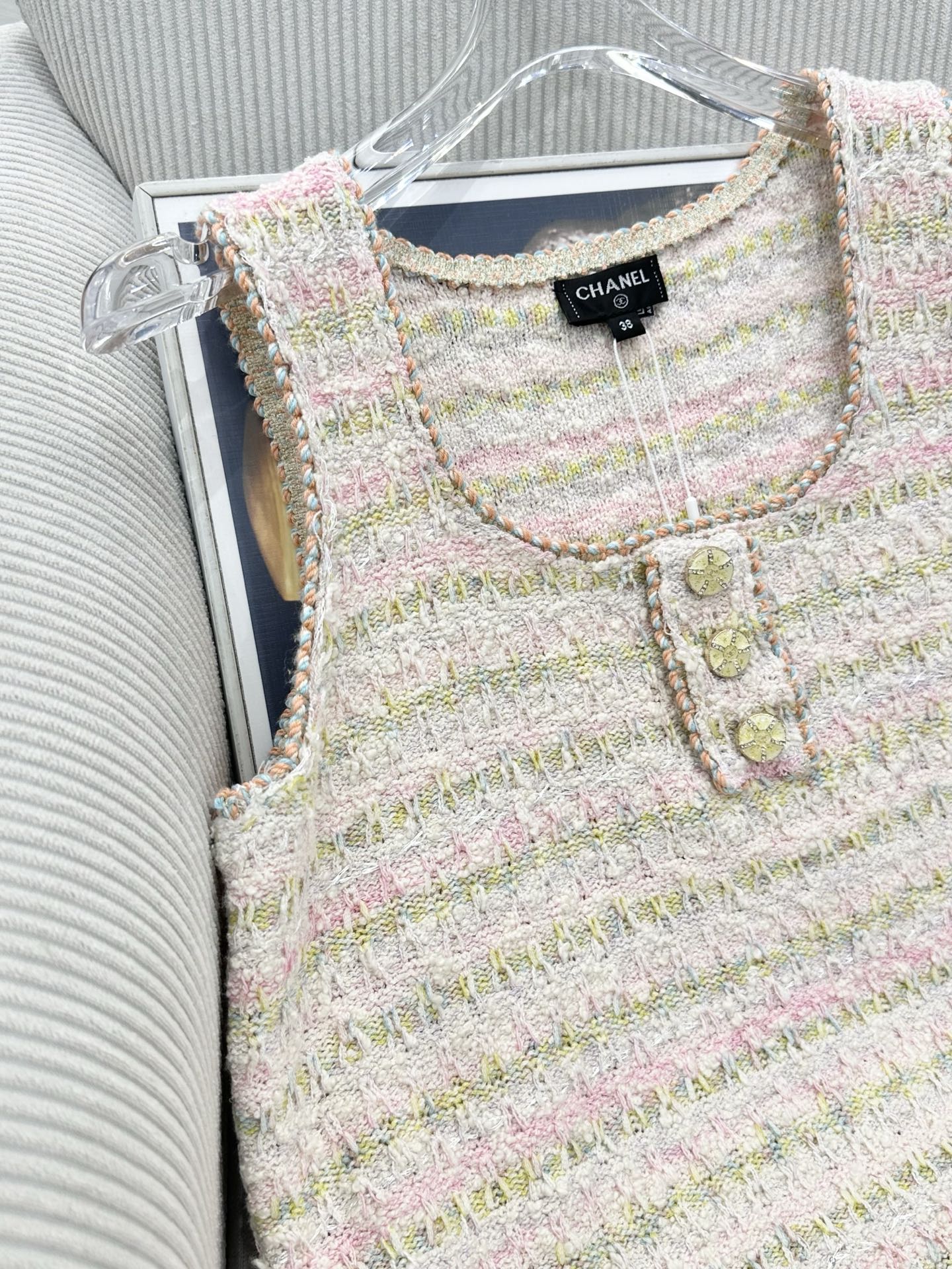 CC 26s Chunky Yarn Vest Top Light Pink Wool 415515