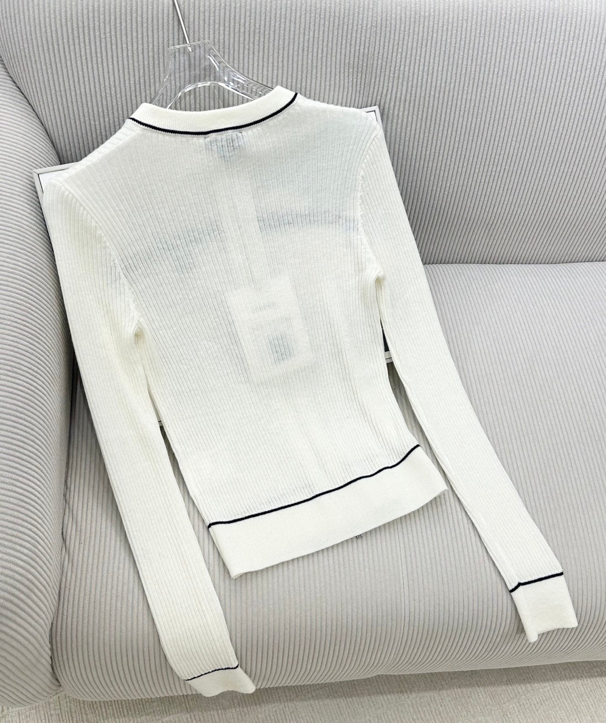 CC 26s Neck Knitted Zipper Cardigan White Wool 426269