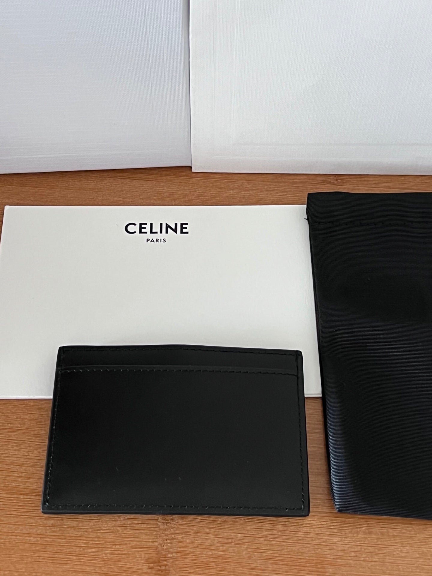 TRIOMPHE 10B703 Card Holder Black Cowhide Leather